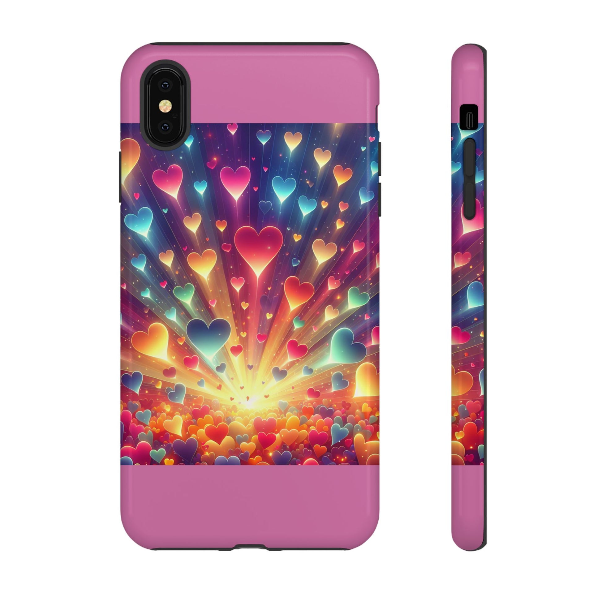 Colorful Love Phone Case, Heart Design, Cute Gift, Smartphone Accessory, Valentine's Day, Birthday Present, Colorful Hearts