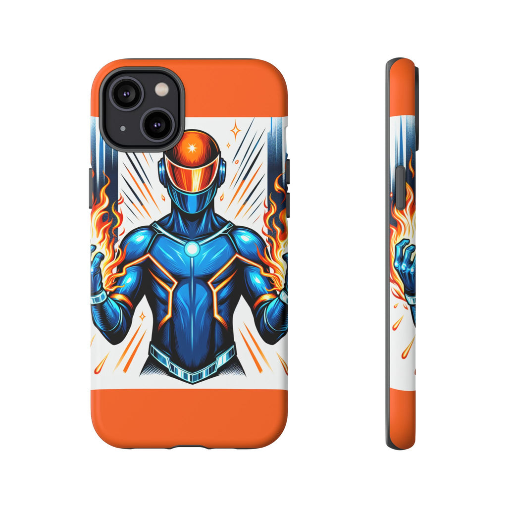Vibrant Phone Case Featuring Fire-Themed Superhero Design, Durable and Stylish Gift for Gamers, Comic Lovers, and Tech Enthusiasts