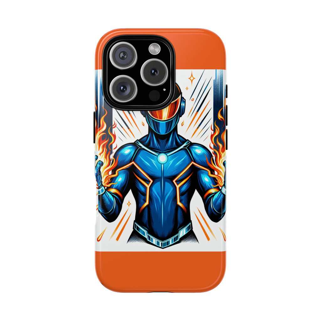 Vibrant Phone Case Featuring Fire-Themed Superhero Design, Durable and Stylish Gift for Gamers, Comic Lovers, and Tech Enthusiasts