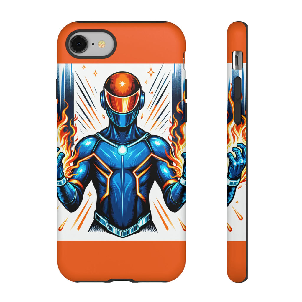 Vibrant Phone Case Featuring Fire-Themed Superhero Design, Durable and Stylish Gift for Gamers, Comic Lovers, and Tech Enthusiasts