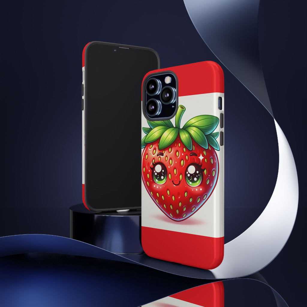 Cute Strawberry iPhone Case, Tough Phone Cases, Stylish Accessories, Fun Design for Kids and Adults, Perfect Gift for All Occasions