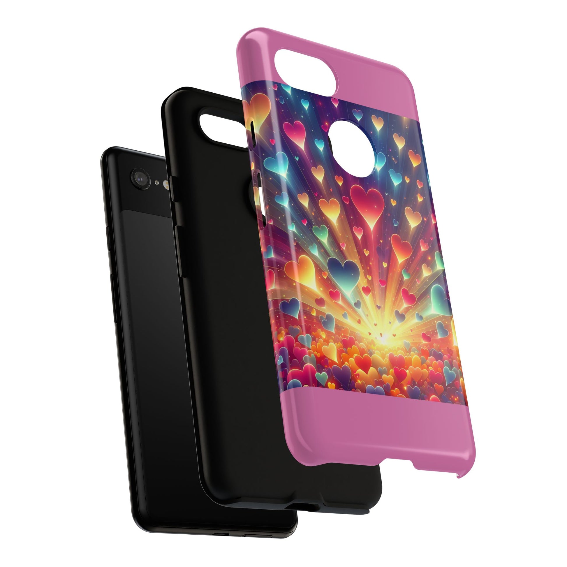 Colorful Love Phone Case, Heart Design, Cute Gift, Smartphone Accessory, Valentine's Day, Birthday Present, Colorful Hearts
