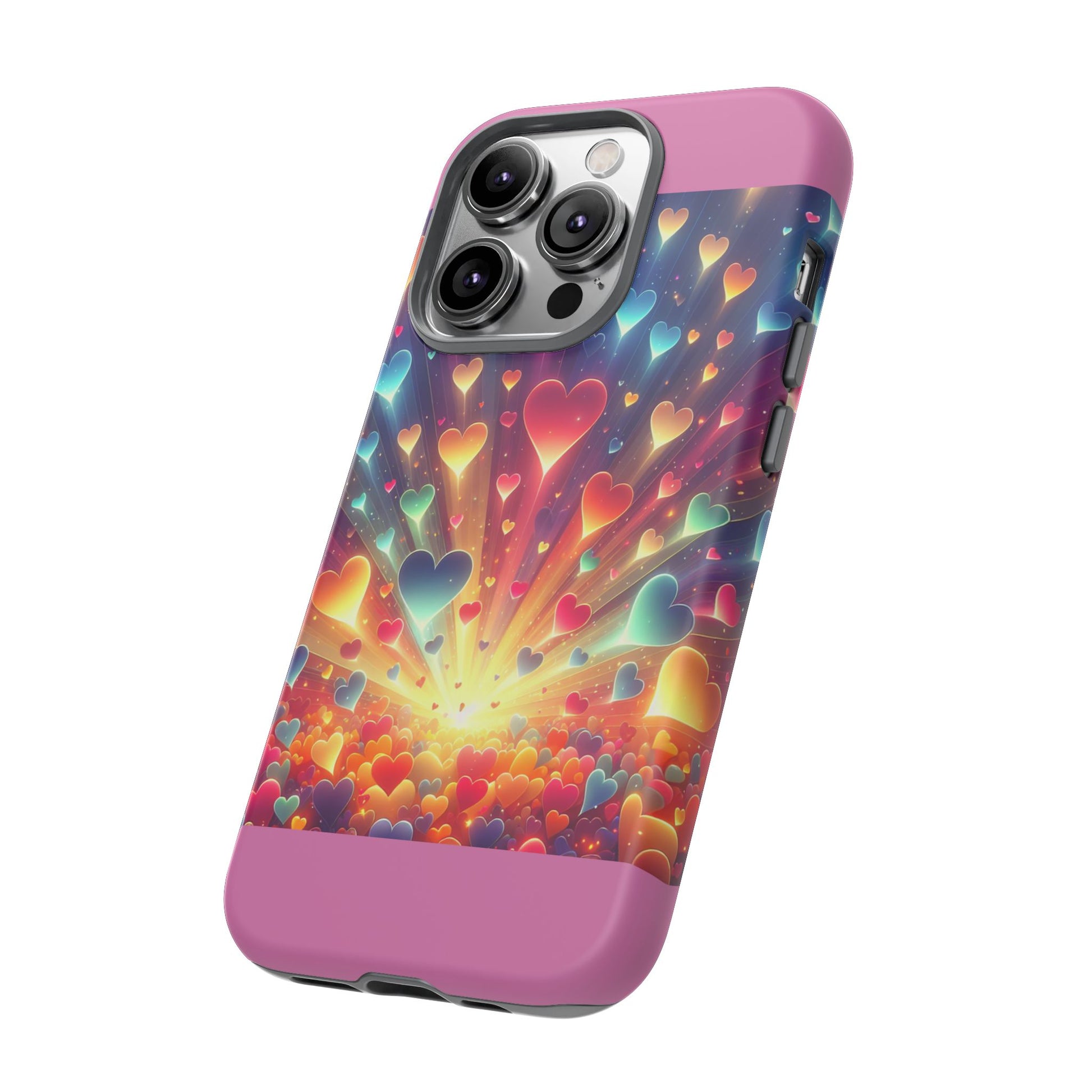 Colorful Love Phone Case, Heart Design, Cute Gift, Smartphone Accessory, Valentine's Day, Birthday Present, Colorful Hearts