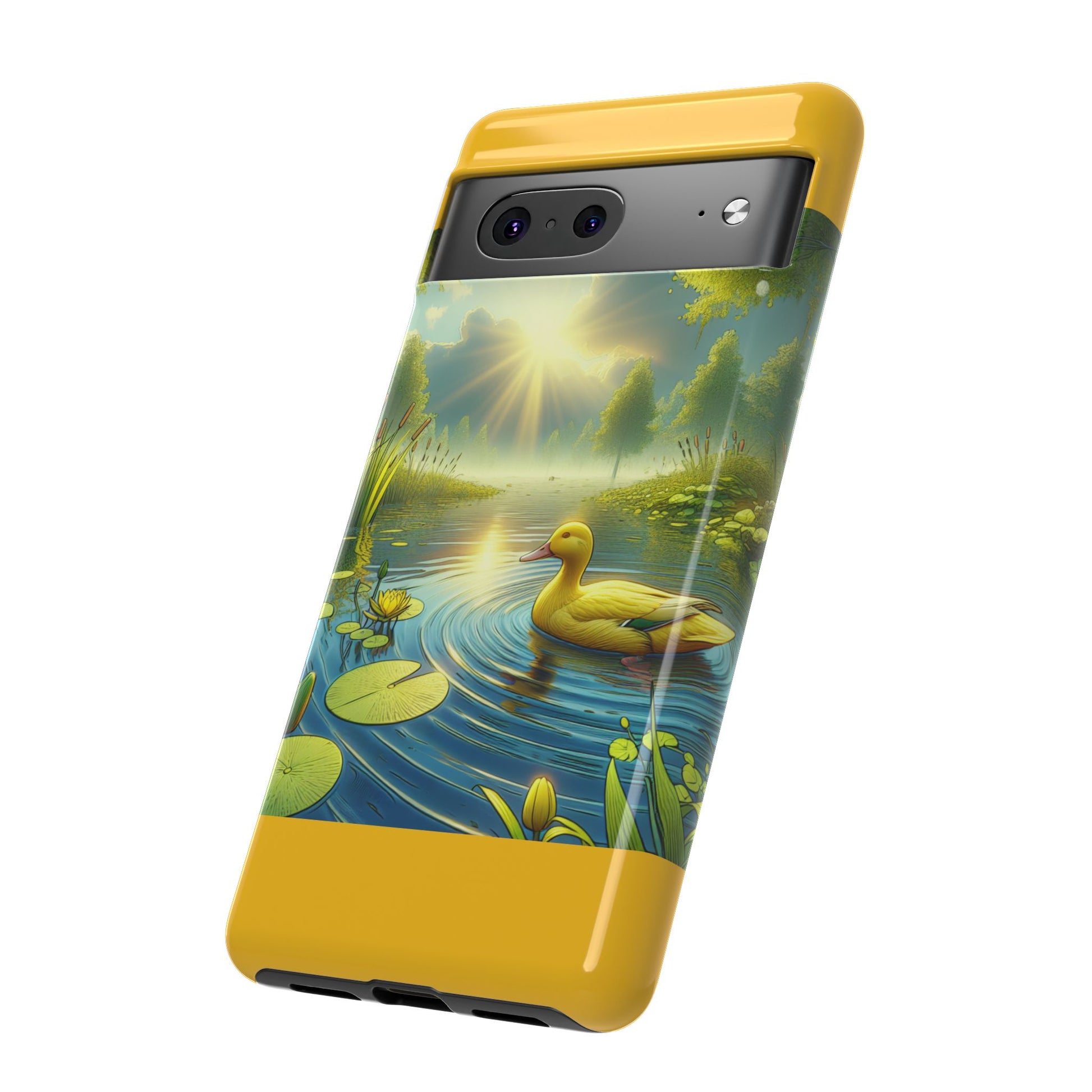 Beautiful Duck Pond Phone Case, Nature Lover Gift, Tough Case, Springtime Accessory, Eco-Friendly Phone Cover, Vibrant Artwork