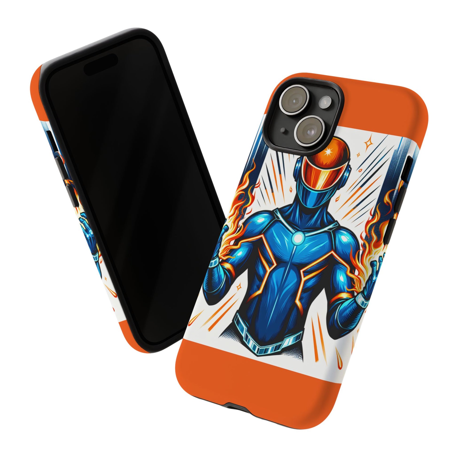 Vibrant Phone Case Featuring Fire-Themed Superhero Design, Durable and Stylish Gift for Gamers, Comic Lovers, and Tech Enthusiasts