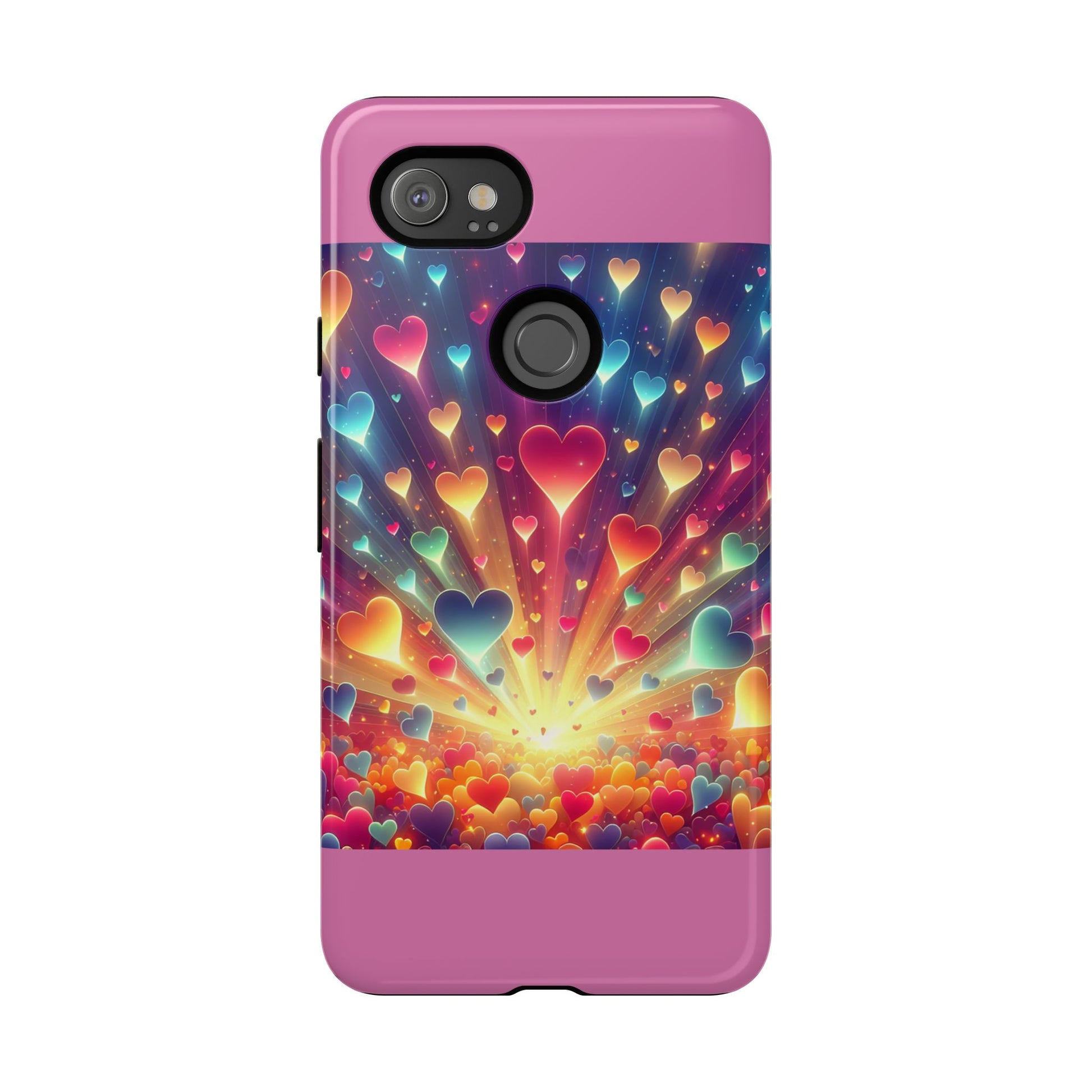 Colorful Love Phone Case, Heart Design, Cute Gift, Smartphone Accessory, Valentine's Day, Birthday Present, Colorful Hearts