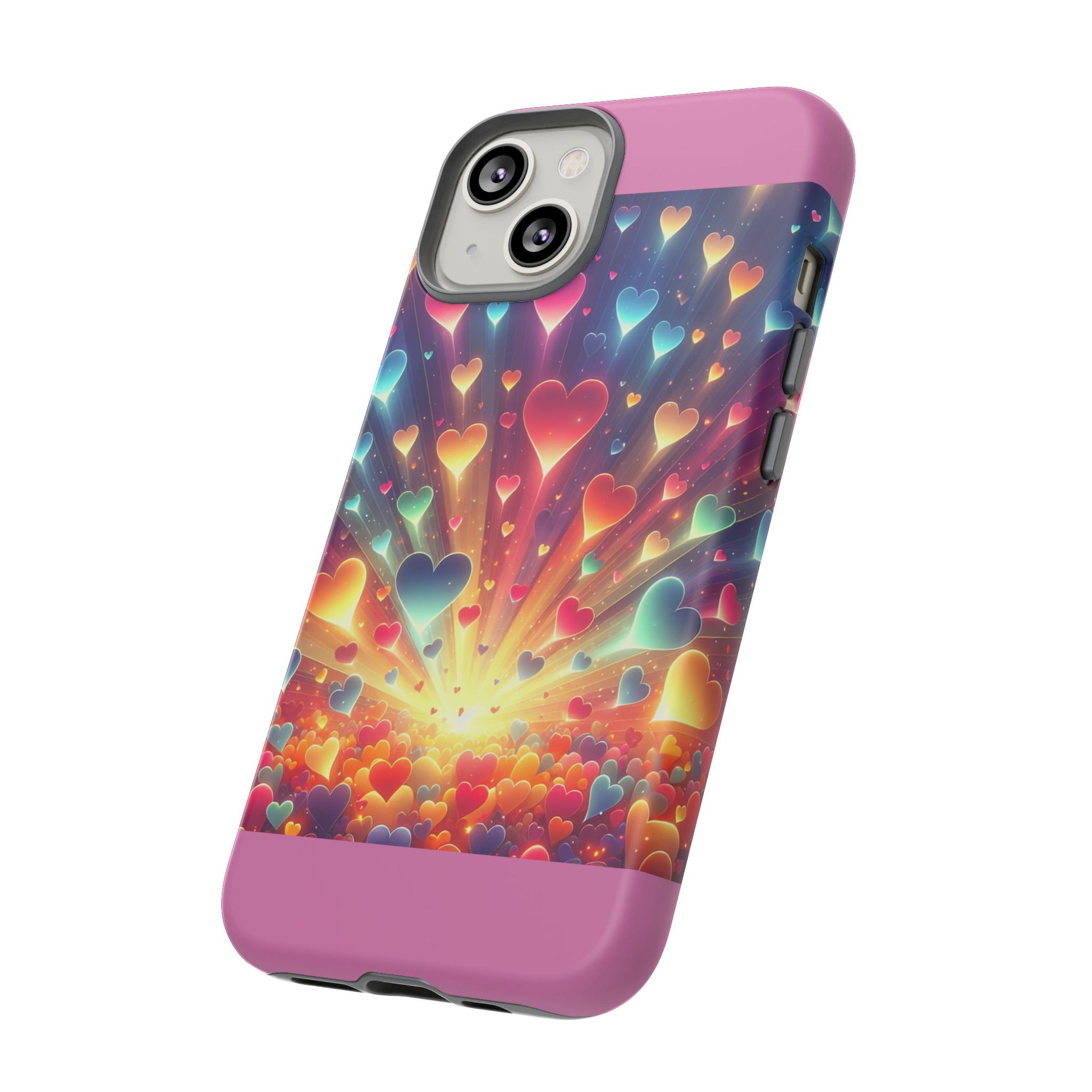 Colorful Love Phone Case, Heart Design, Cute Gift, Smartphone Accessory, Valentine's Day, Birthday Present, Colorful Hearts