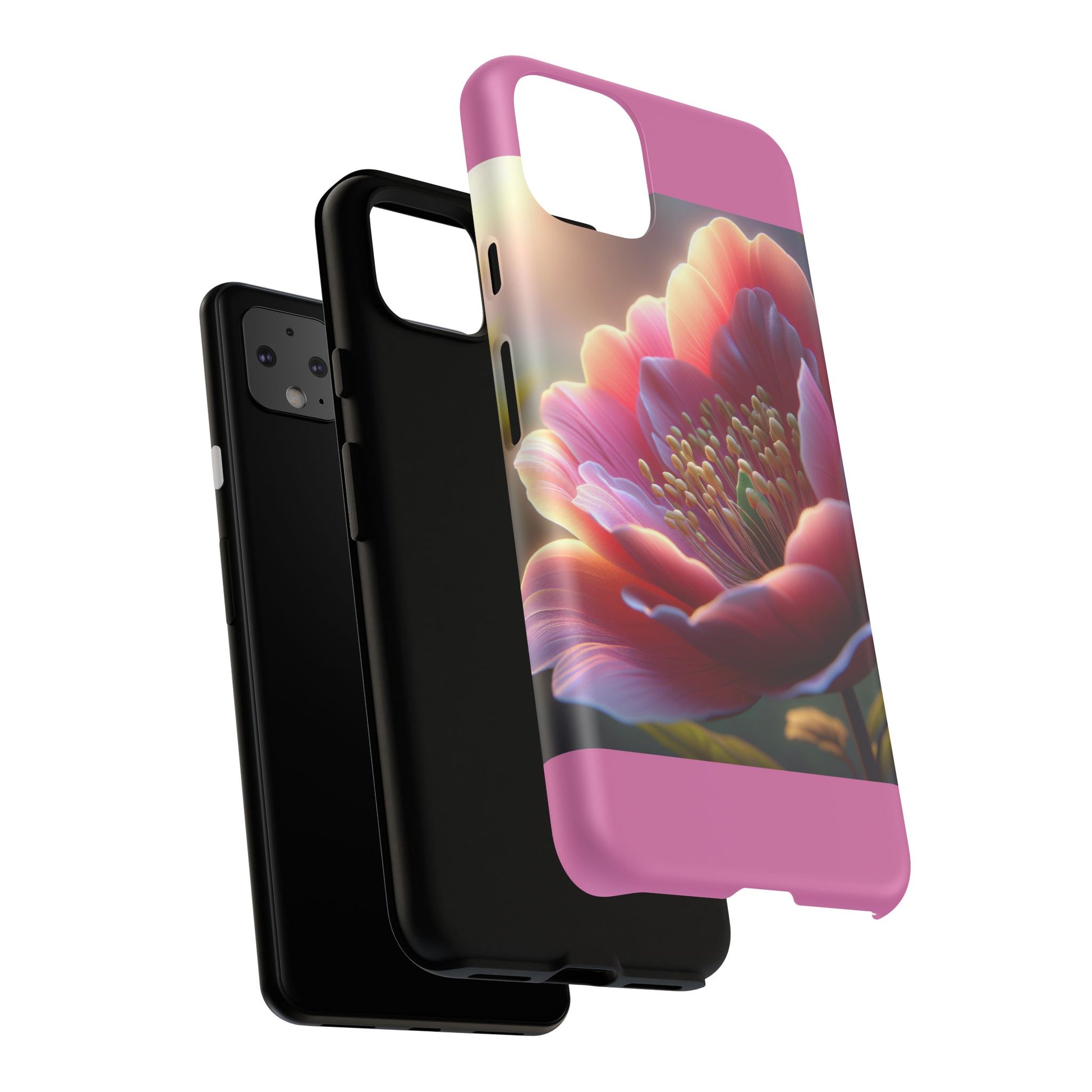 Pink Floral Phone Case, Tough Cases, Floral Design, Phone Accessory Gift, Nature Inspired, Trendy Tech Case