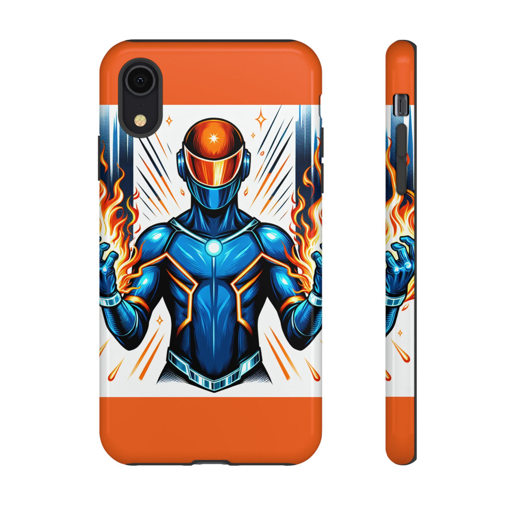 Vibrant Phone Case Featuring Fire-Themed Superhero Design, Durable and Stylish Gift for Gamers, Comic Lovers, and Tech Enthusiasts