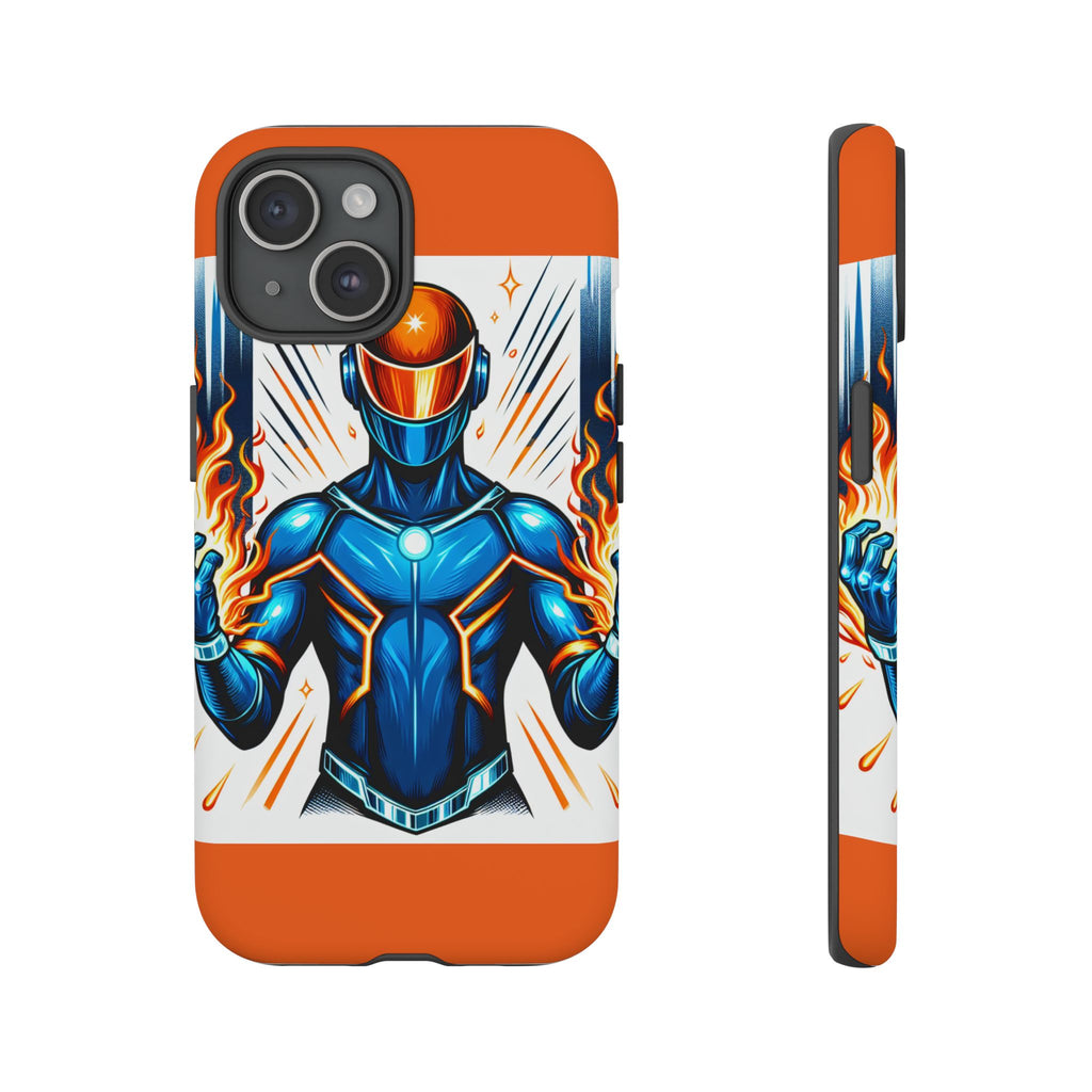 Vibrant Phone Case Featuring Fire-Themed Superhero Design, Durable and Stylish Gift for Gamers, Comic Lovers, and Tech Enthusiasts