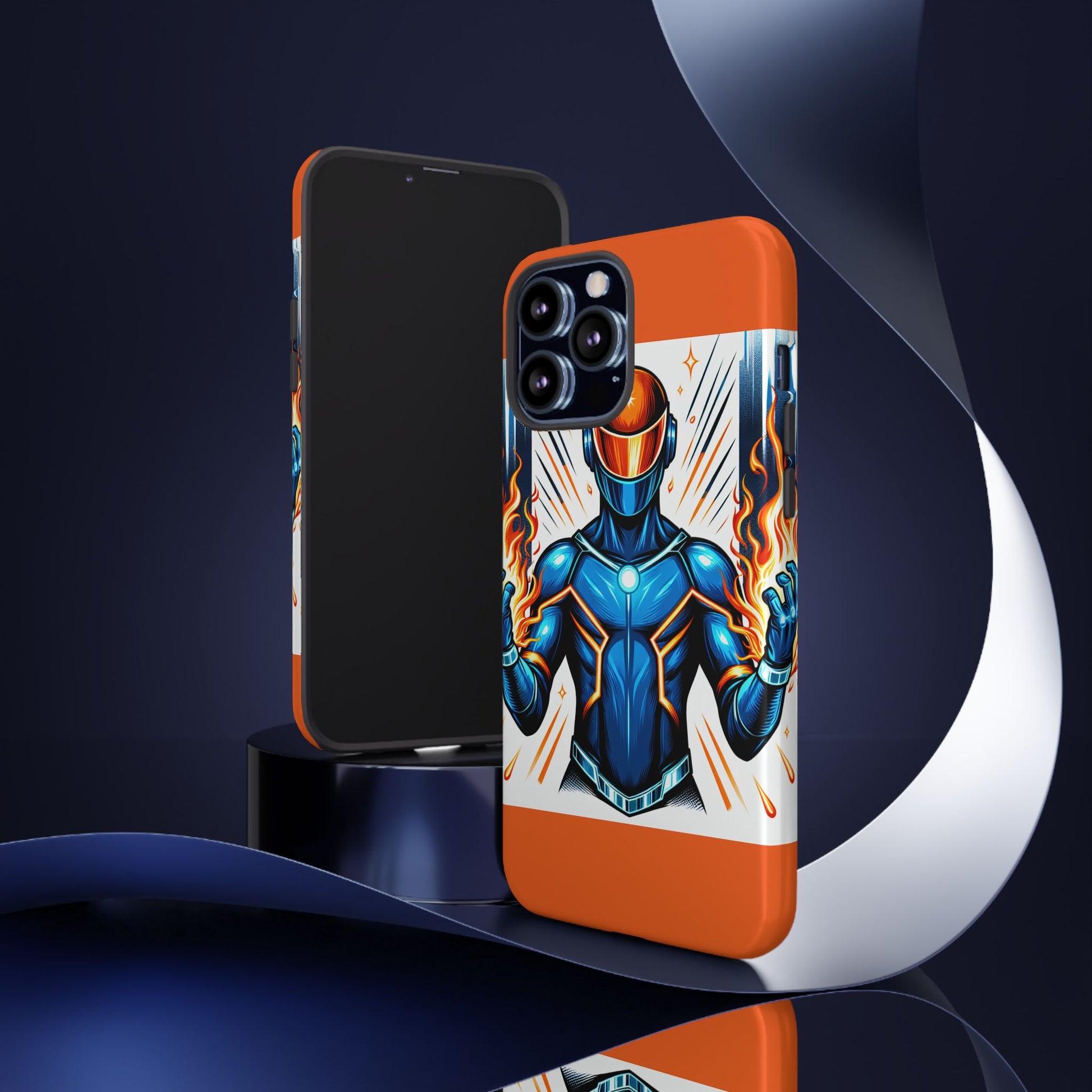 Vibrant Phone Case Featuring Fire-Themed Superhero Design, Durable and Stylish Gift for Gamers, Comic Lovers, and Tech Enthusiasts