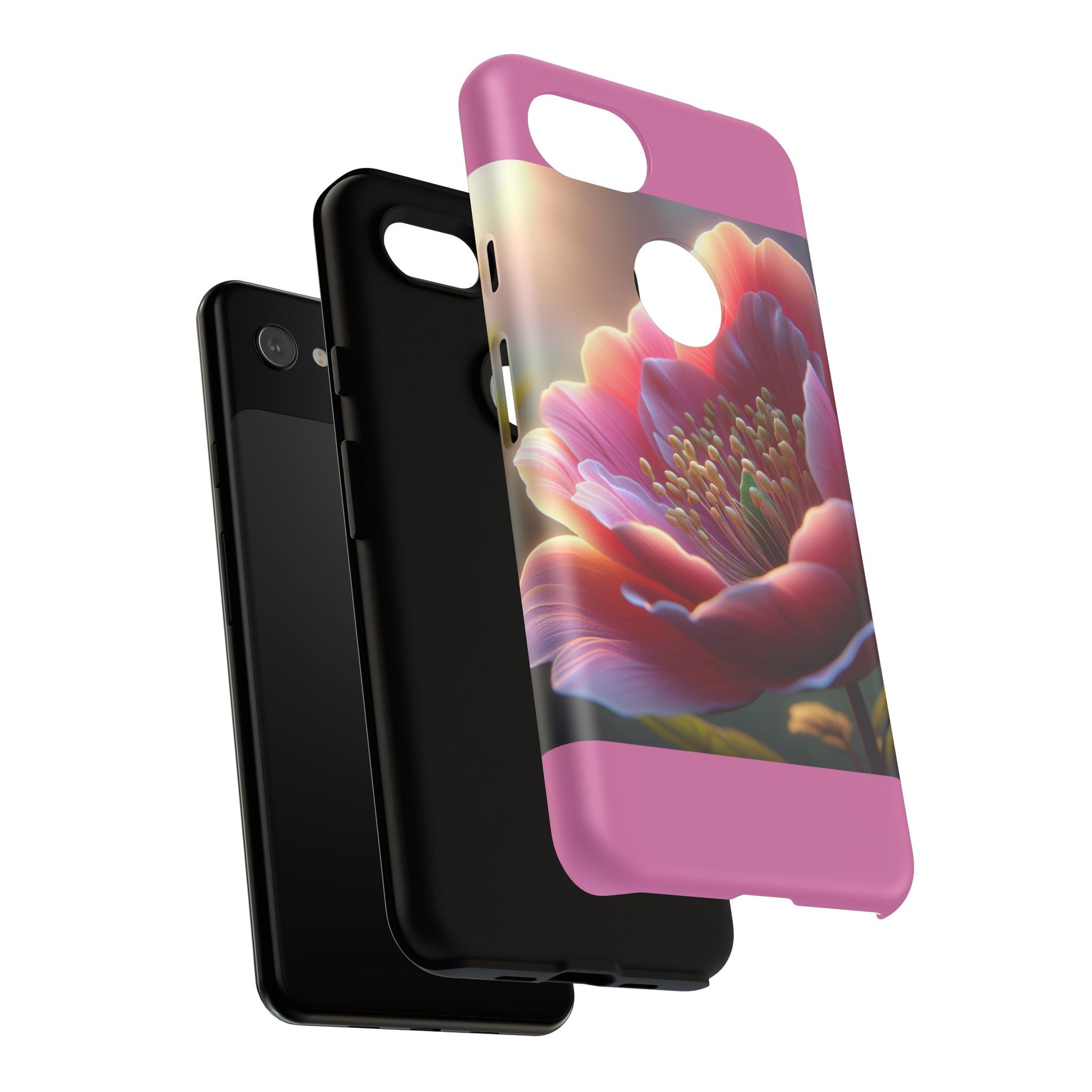 Pink Floral Phone Case, Tough Cases, Floral Design, Phone Accessory Gift, Nature Inspired, Trendy Tech Case