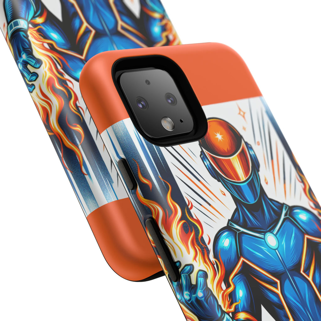 Vibrant Phone Case Featuring Fire-Themed Superhero Design, Durable and Stylish Gift for Gamers, Comic Lovers, and Tech Enthusiasts