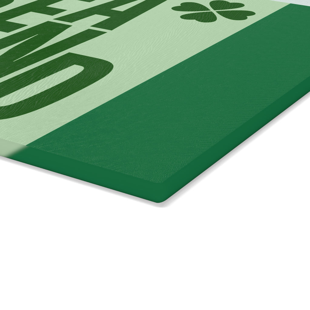St. Patrick's Day Glass Cutting Board, Kitchen Decor, Shamrock Gift, Irish Cookware, Holiday Kitchen Accessory