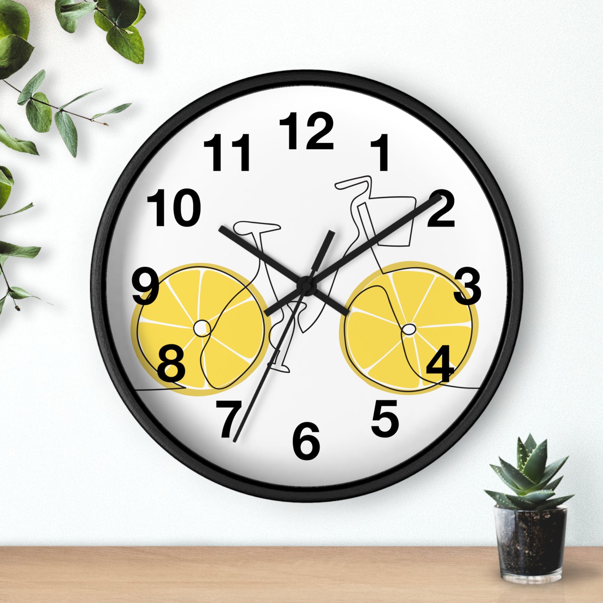 Bicycle & Lemon Decor Clock, Whimsical Wall Clock for Cyclists, Fruit Clock, Home Office Decor, Unique Gift for Bike Lovers