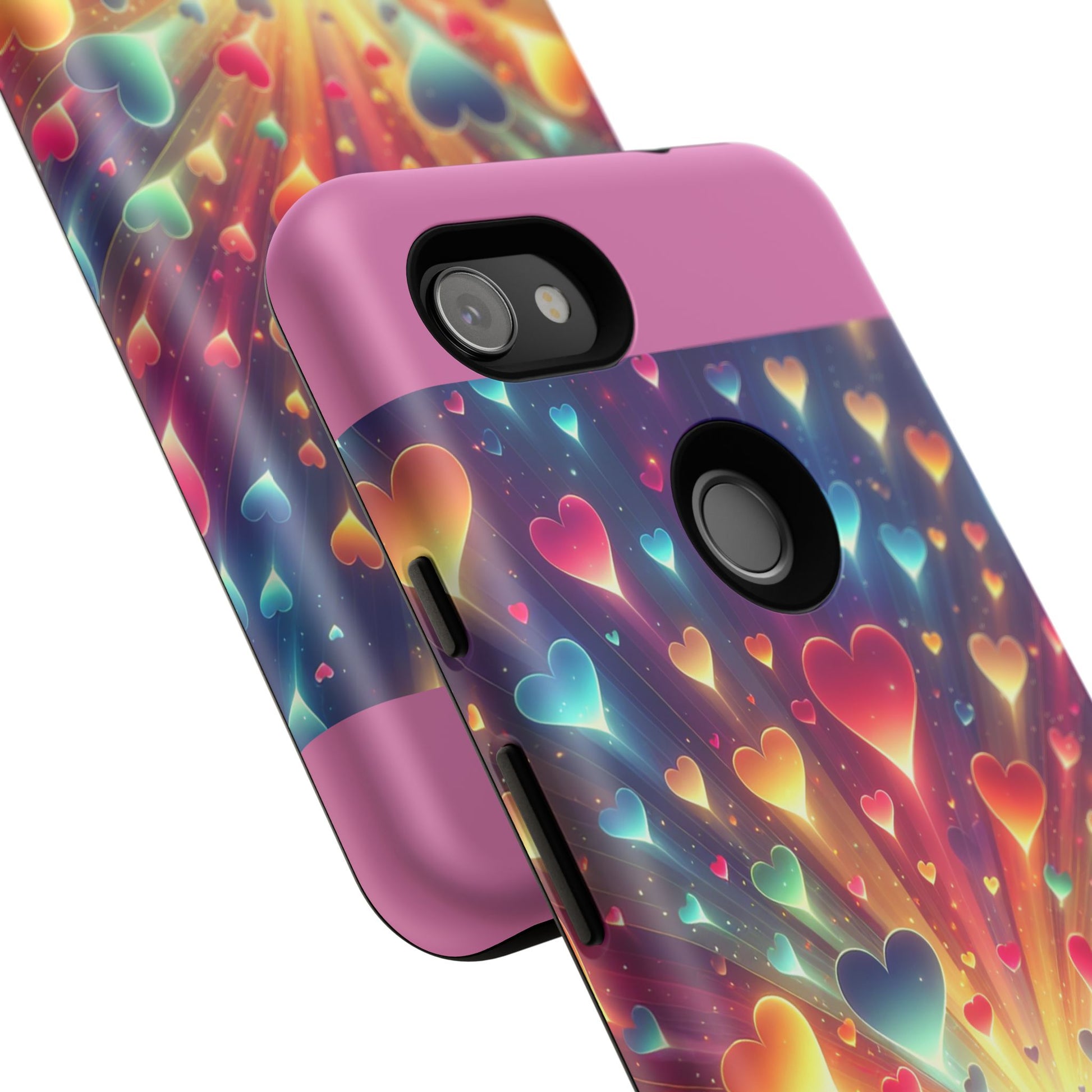 Colorful Love Phone Case, Heart Design, Cute Gift, Smartphone Accessory, Valentine's Day, Birthday Present, Colorful Hearts