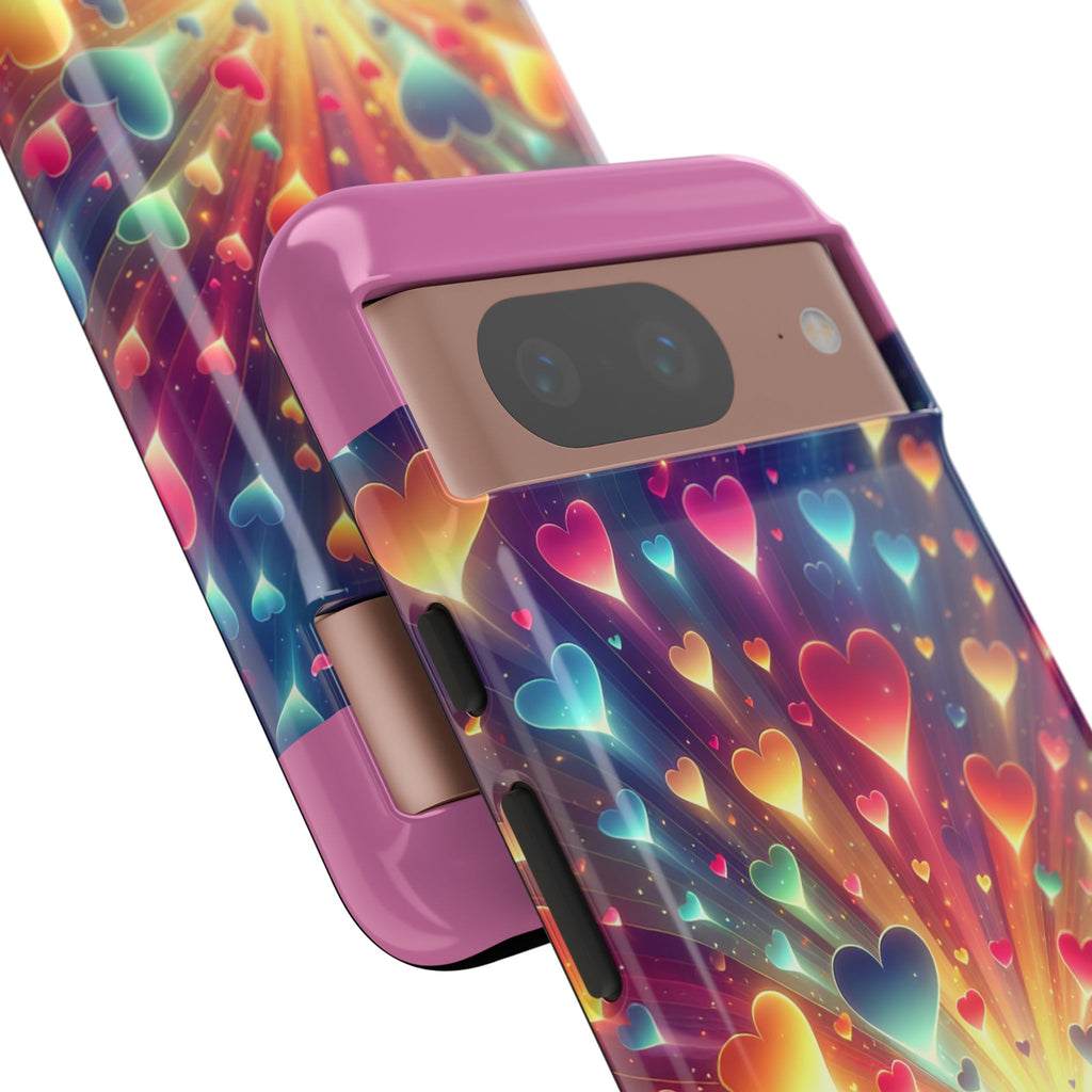 Colorful Love Phone Case, Heart Design, Cute Gift, Smartphone Accessory, Valentine's Day, Birthday Present, Colorful Hearts