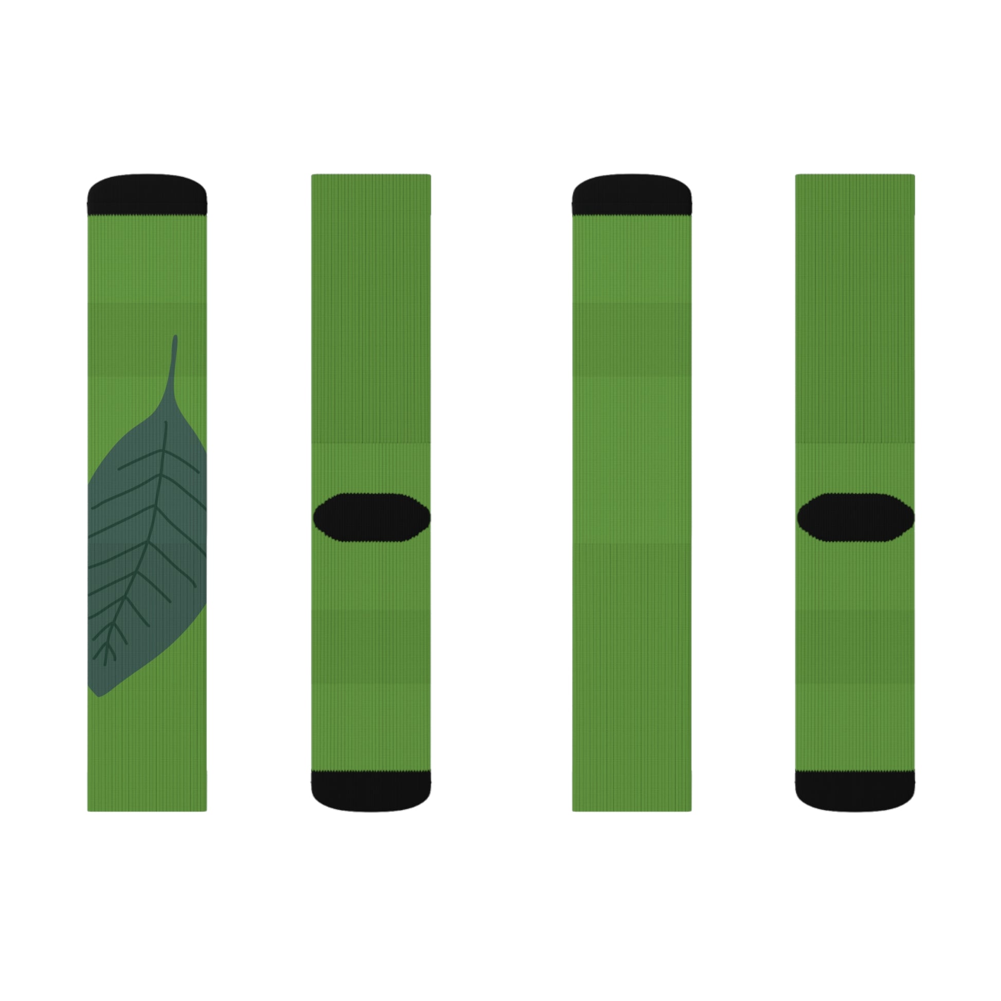Eco-Friendly Leaf Pattern Socks, Sublimation Socks for Nature Lovers, Gift for Earth Day, Cozy Green Footwear