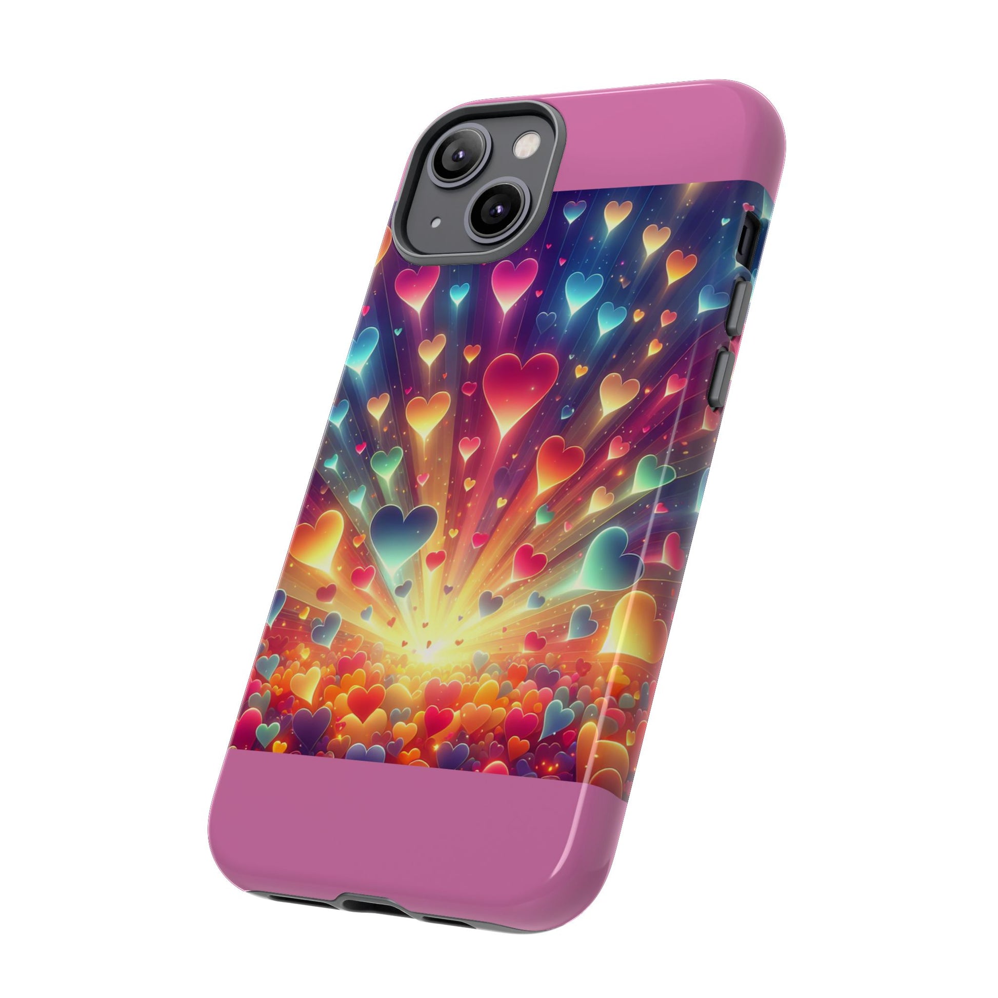 Colorful Love Phone Case, Heart Design, Cute Gift, Smartphone Accessory, Valentine's Day, Birthday Present, Colorful Hearts