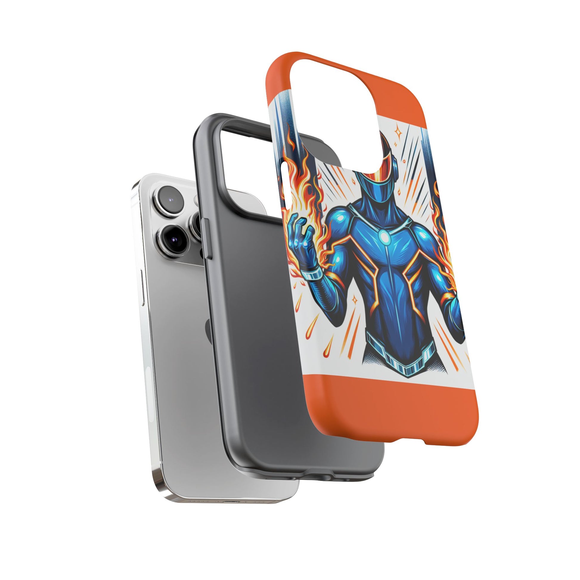 Vibrant Phone Case Featuring Fire-Themed Superhero Design, Durable and Stylish Gift for Gamers, Comic Lovers, and Tech Enthusiasts