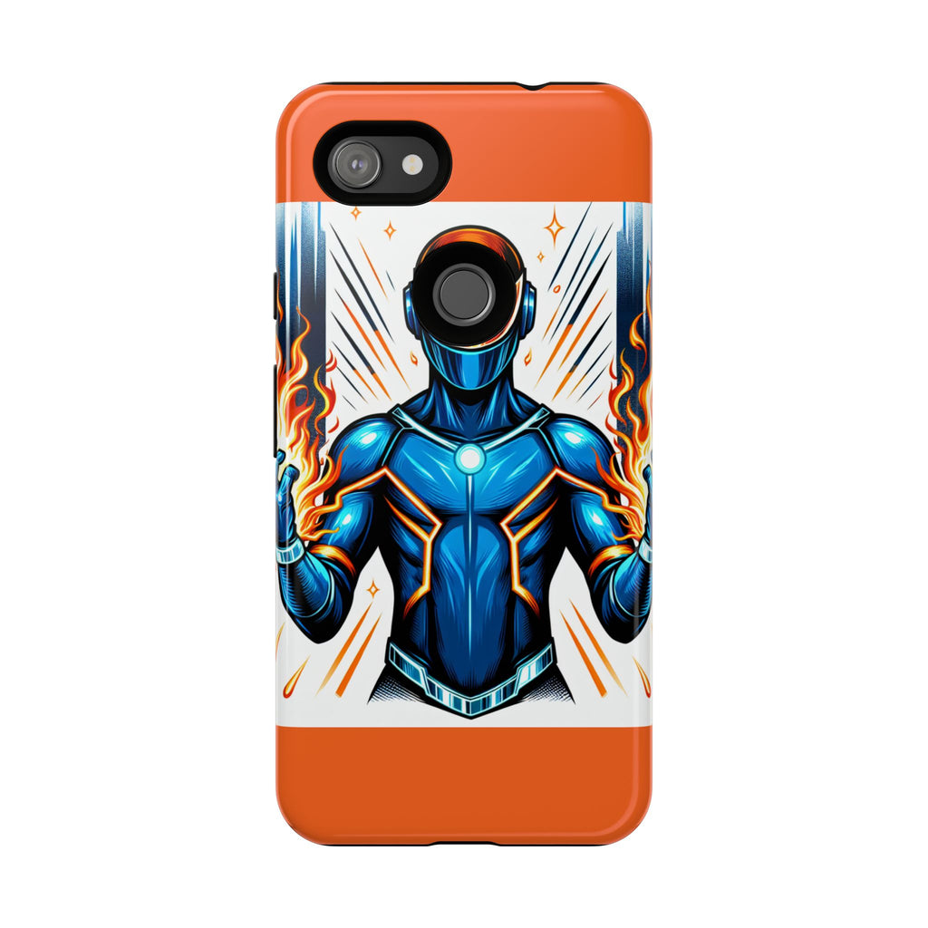 Vibrant Phone Case Featuring Fire-Themed Superhero Design, Durable and Stylish Gift for Gamers, Comic Lovers, and Tech Enthusiasts