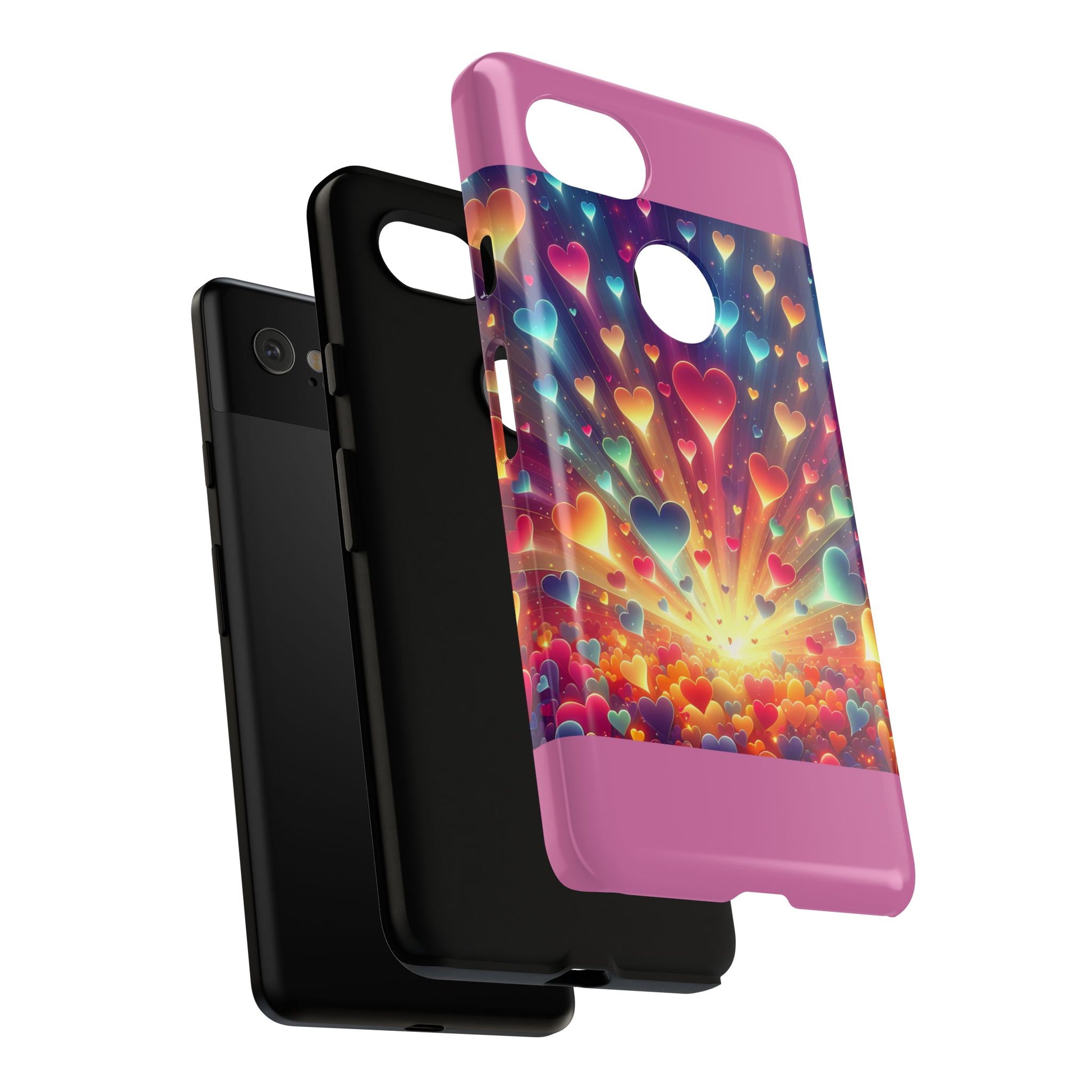 Colorful Love Phone Case, Heart Design, Cute Gift, Smartphone Accessory, Valentine's Day, Birthday Present, Colorful Hearts