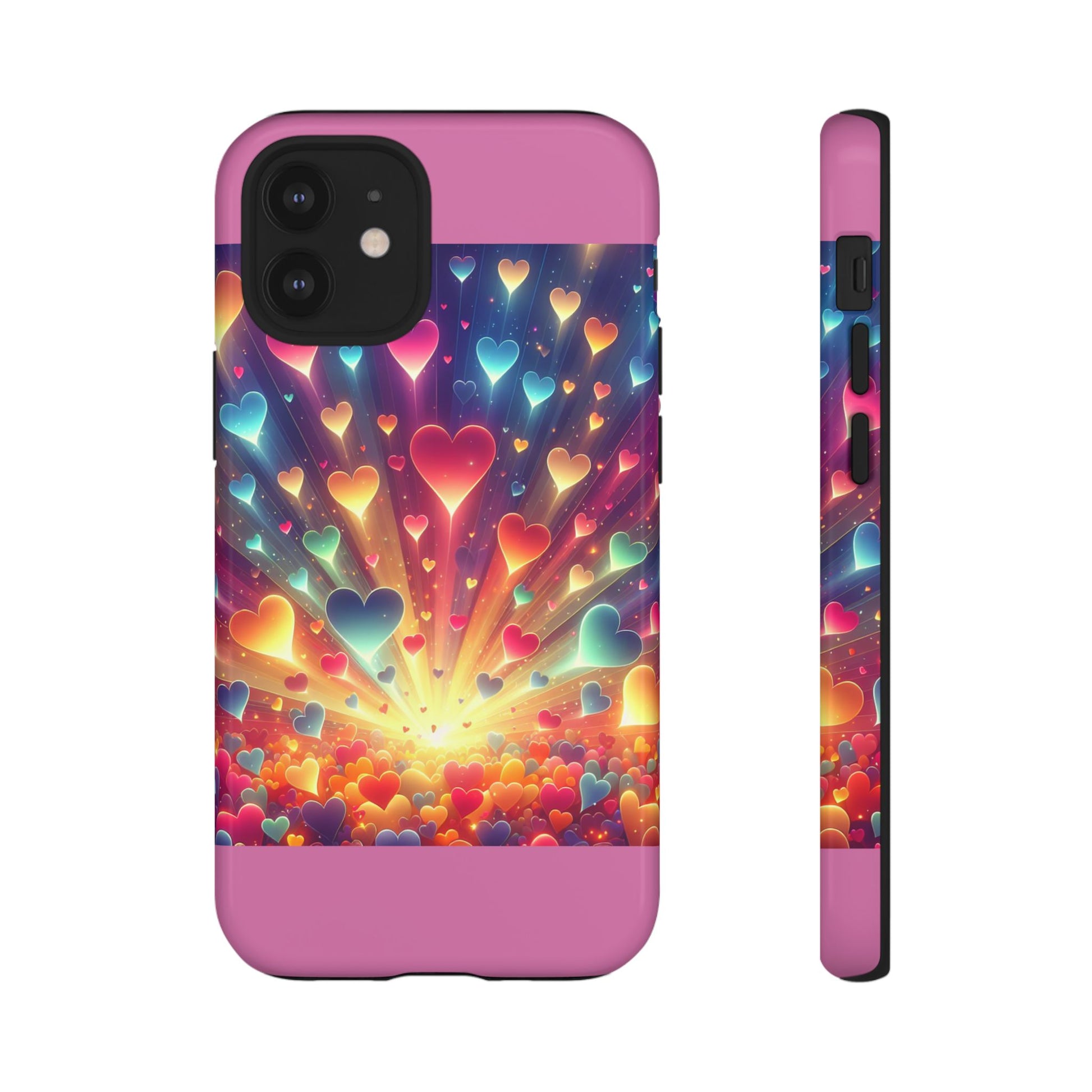 Colorful Love Phone Case, Heart Design, Cute Gift, Smartphone Accessory, Valentine's Day, Birthday Present, Colorful Hearts