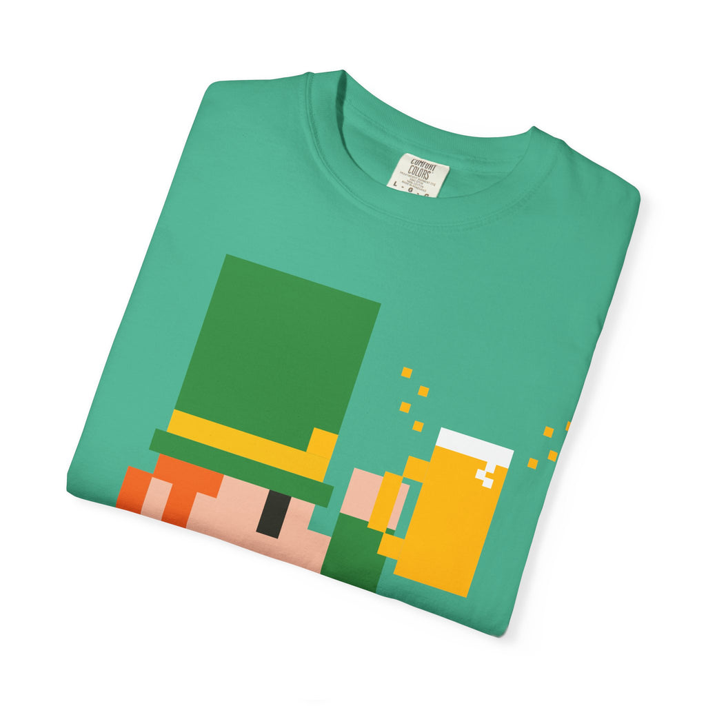 Retro Pixel Art St. Patrick's Day T-Shirt, Unisex Tee, Leprechaun Shirt, Holiday Apparel, Gamer Gift, Green Shirt