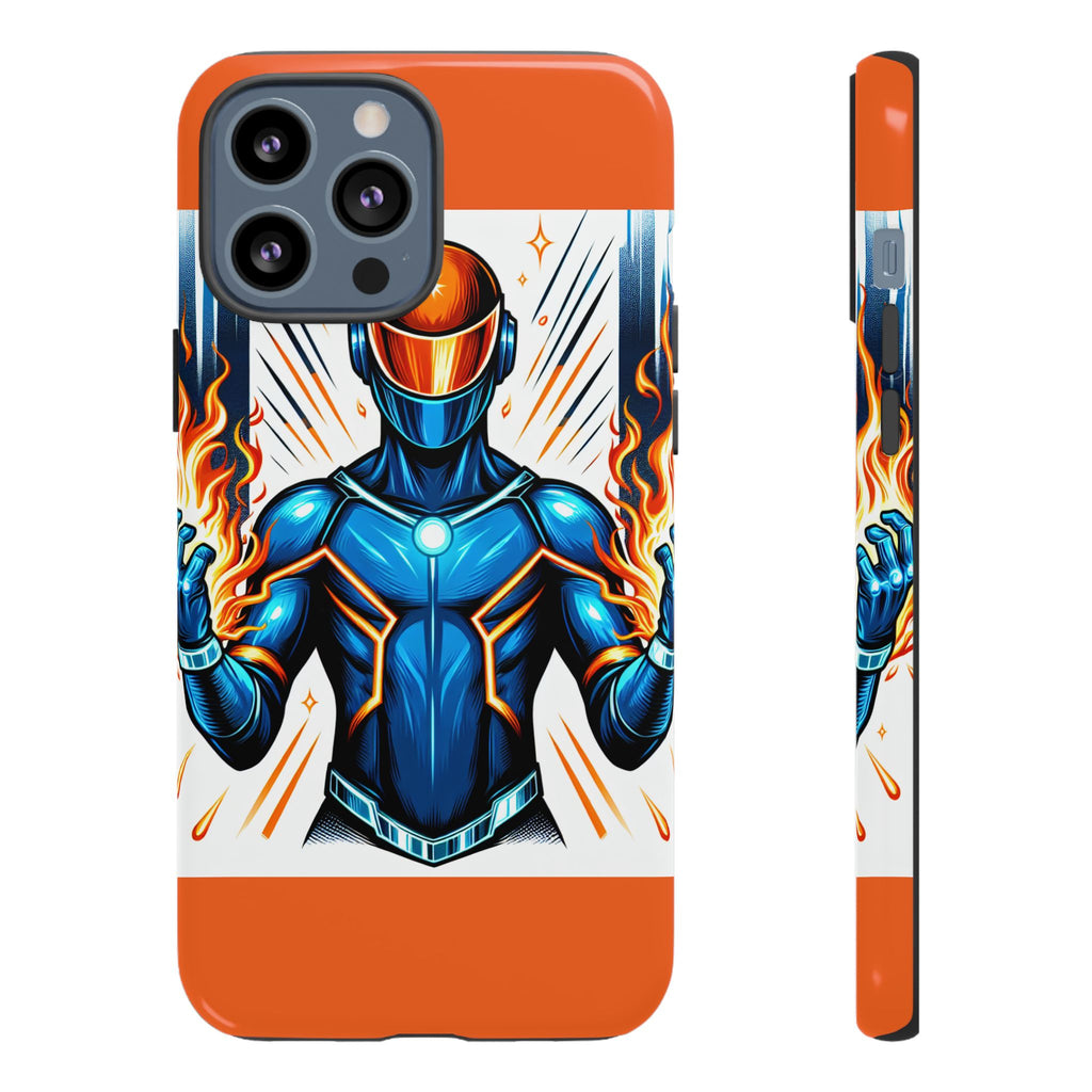 Vibrant Phone Case Featuring Fire-Themed Superhero Design, Durable and Stylish Gift for Gamers, Comic Lovers, and Tech Enthusiasts