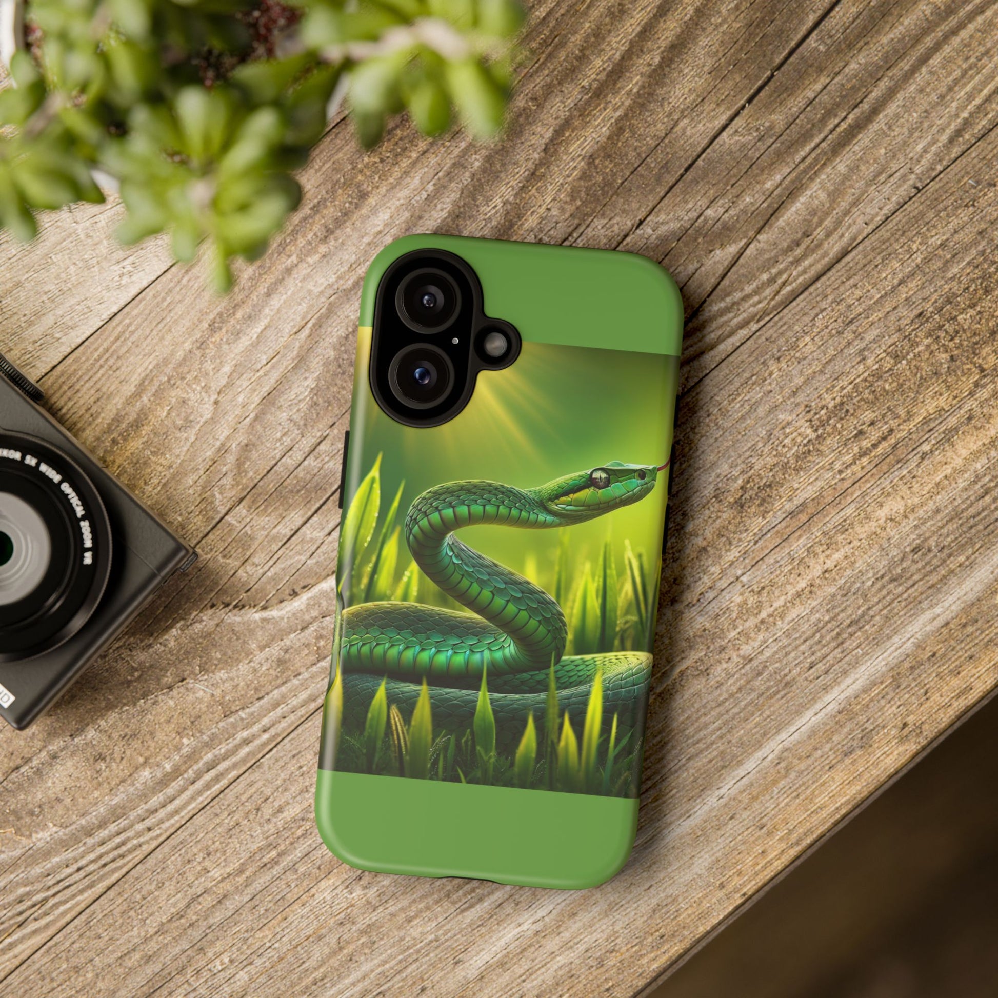Green Snake Phone Case, Tough Cases, Wildlife Phone Cover, Nature Lover Gift, Eco-Friendly Accessory, Unique Phone Protection