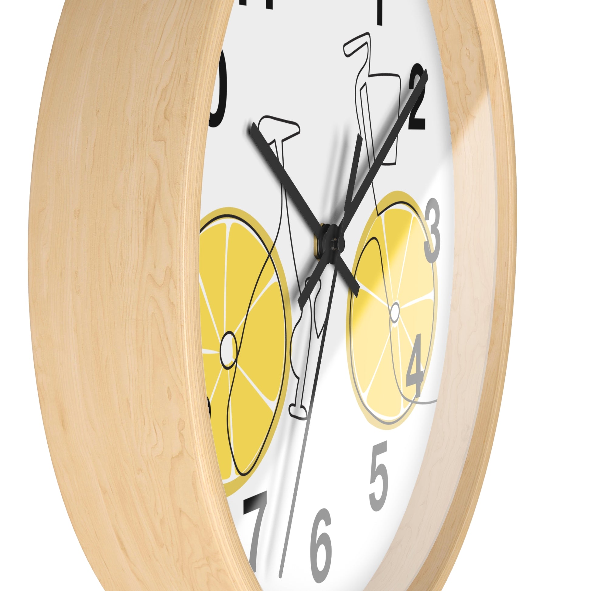 Bicycle & Lemon Decor Clock, Whimsical Wall Clock for Cyclists, Fruit Clock, Home Office Decor, Unique Gift for Bike Lovers