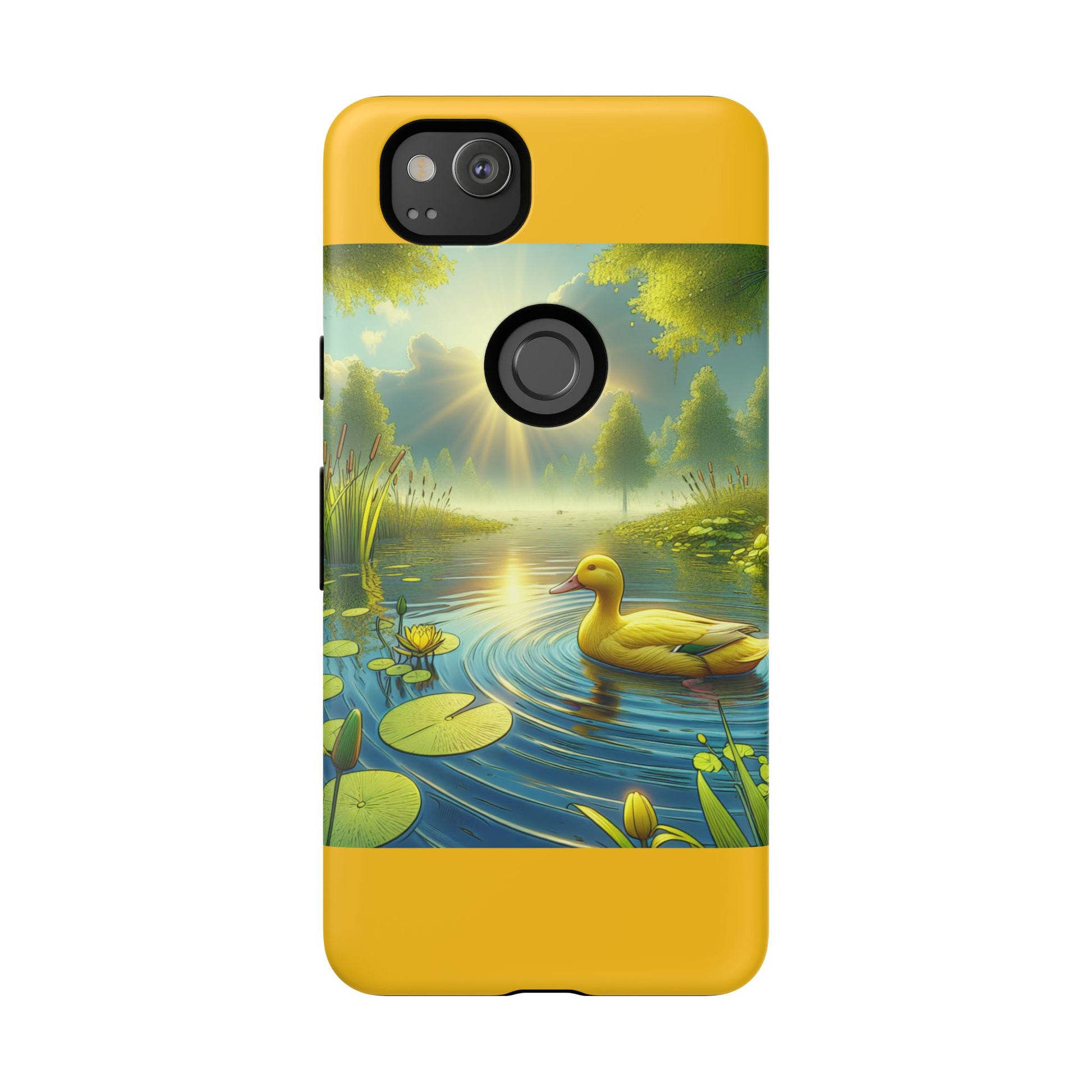 Beautiful Duck Pond Phone Case, Nature Lover Gift, Tough Case, Springtime Accessory, Eco-Friendly Phone Cover, Vibrant Artwork