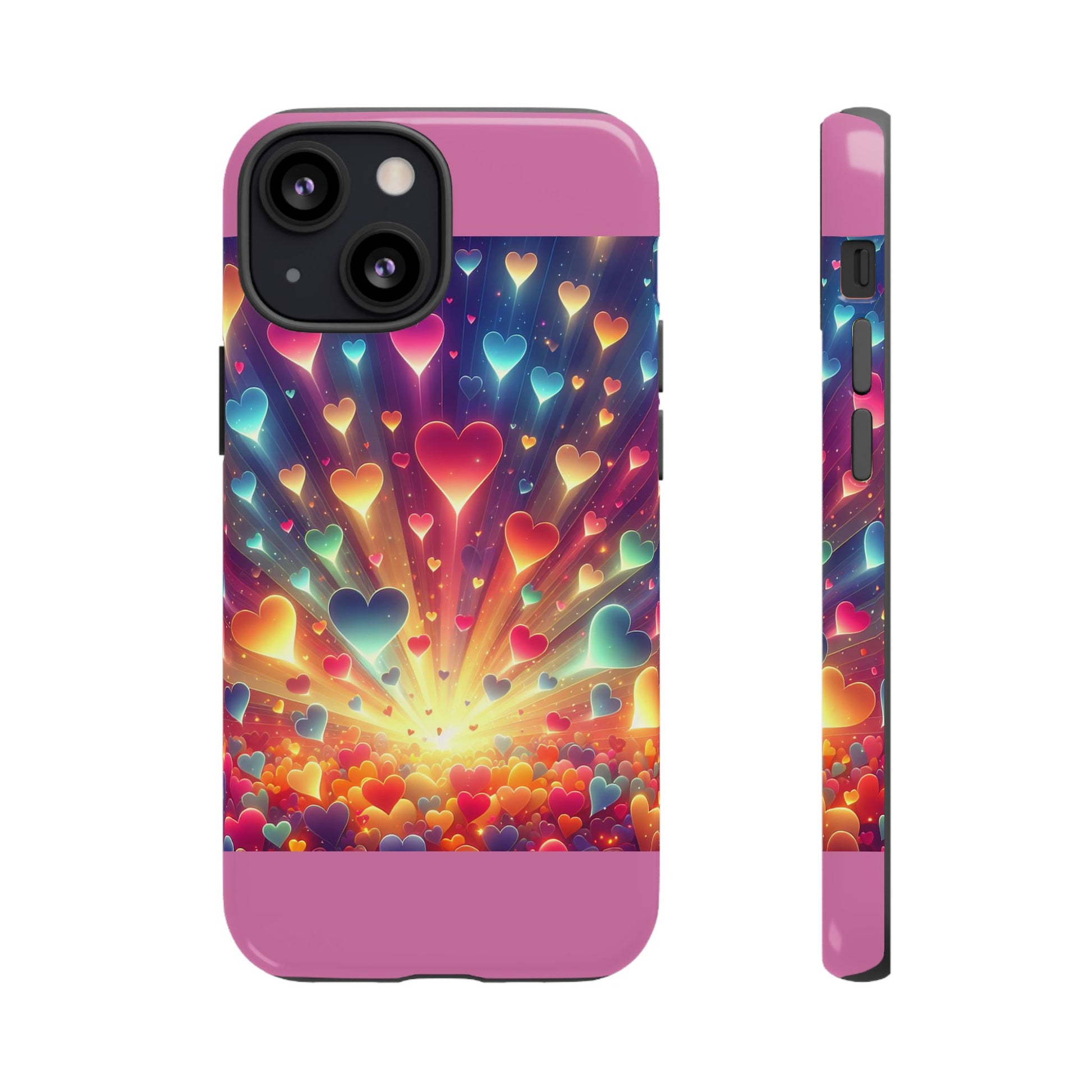 Colorful Love Phone Case, Heart Design, Cute Gift, Smartphone Accessory, Valentine's Day, Birthday Present, Colorful Hearts