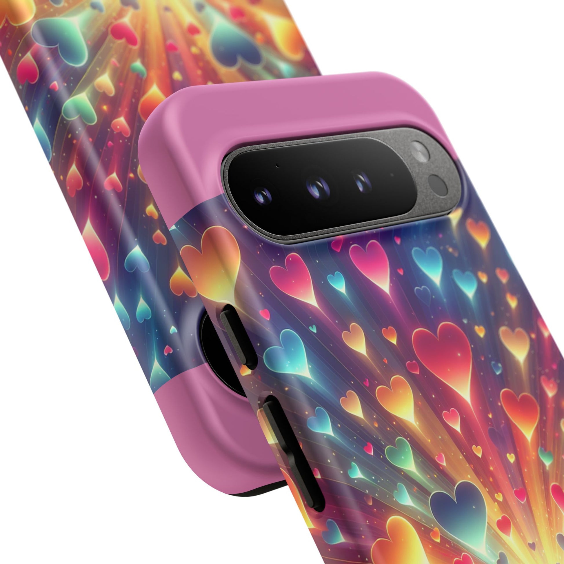 Colorful Love Phone Case, Heart Design, Cute Gift, Smartphone Accessory, Valentine's Day, Birthday Present, Colorful Hearts