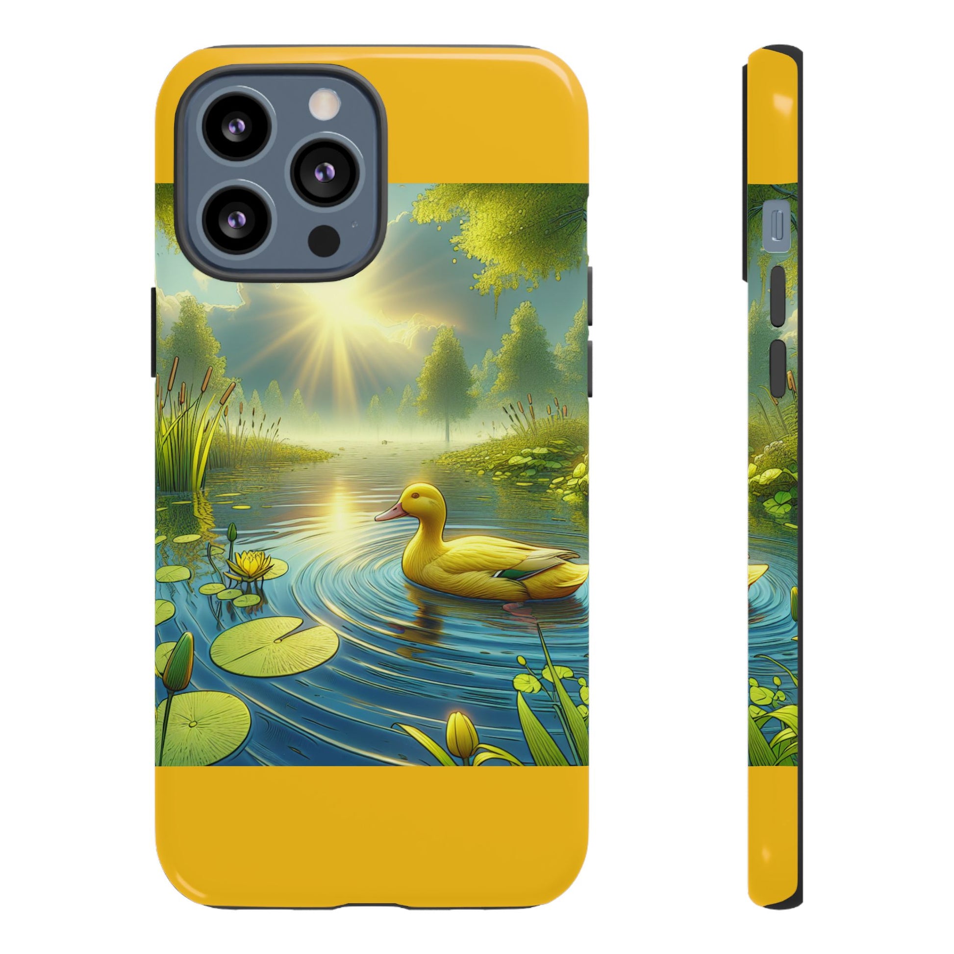 Beautiful Duck Pond Phone Case, Nature Lover Gift, Tough Case, Springtime Accessory, Eco-Friendly Phone Cover, Vibrant Artwork
