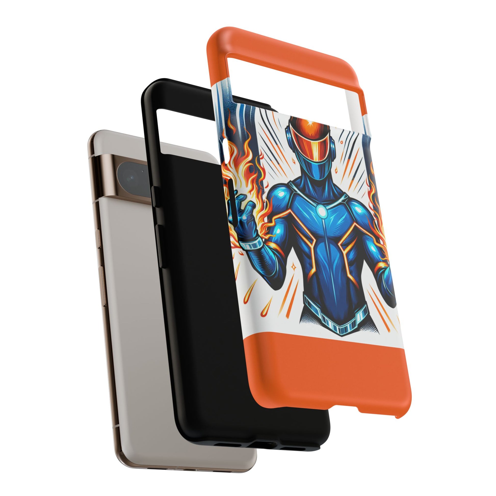 Vibrant Phone Case Featuring Fire-Themed Superhero Design, Durable and Stylish Gift for Gamers, Comic Lovers, and Tech Enthusiasts
