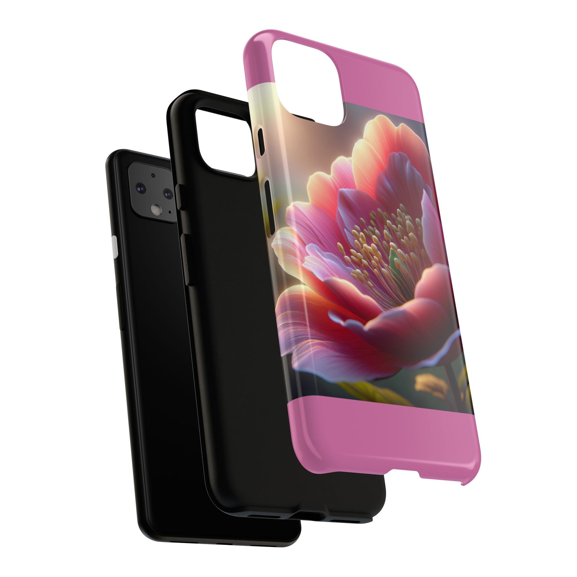 Pink Floral Phone Case, Tough Cases, Floral Design, Phone Accessory Gift, Nature Inspired, Trendy Tech Case