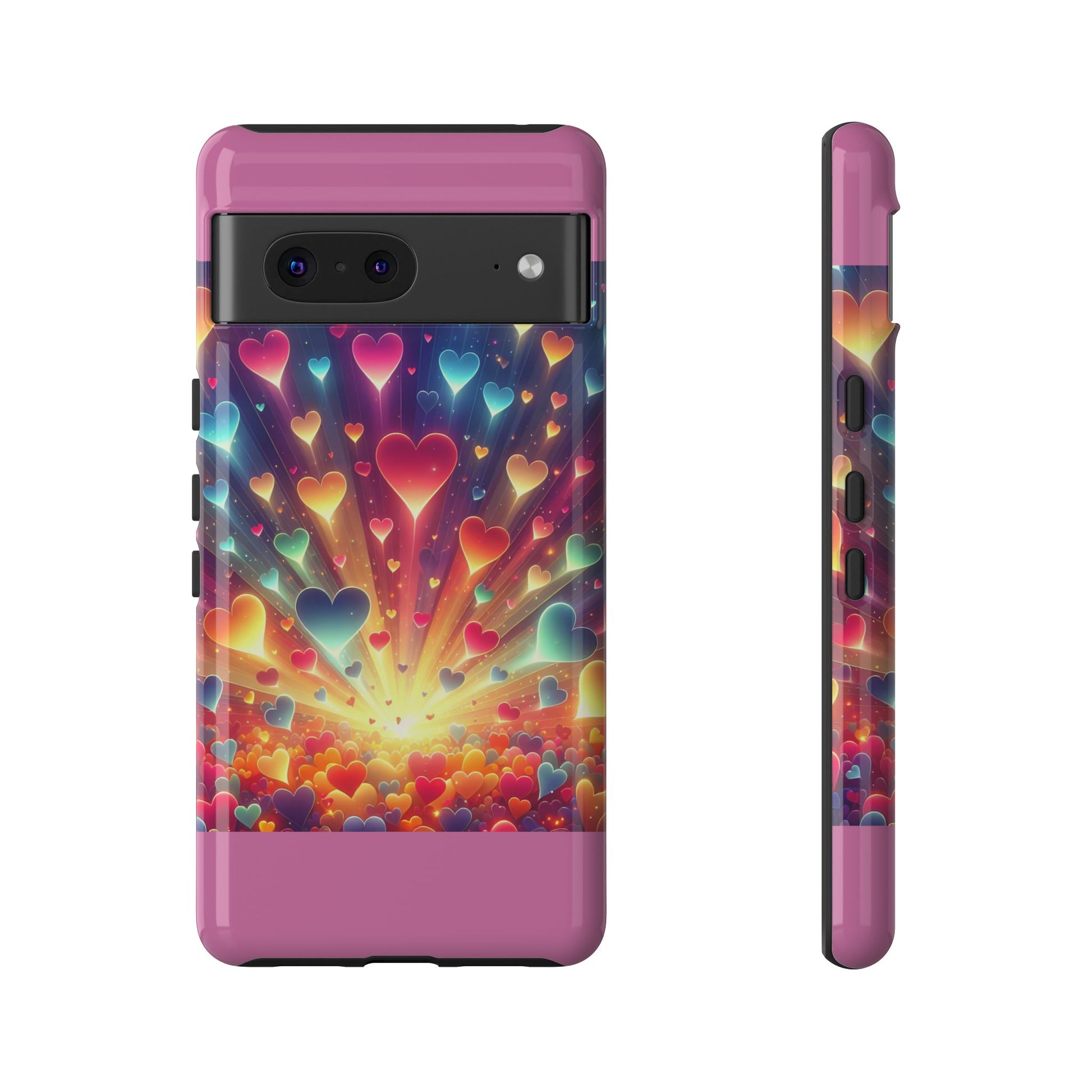 Colorful Love Phone Case, Heart Design, Cute Gift, Smartphone Accessory, Valentine's Day, Birthday Present, Colorful Hearts