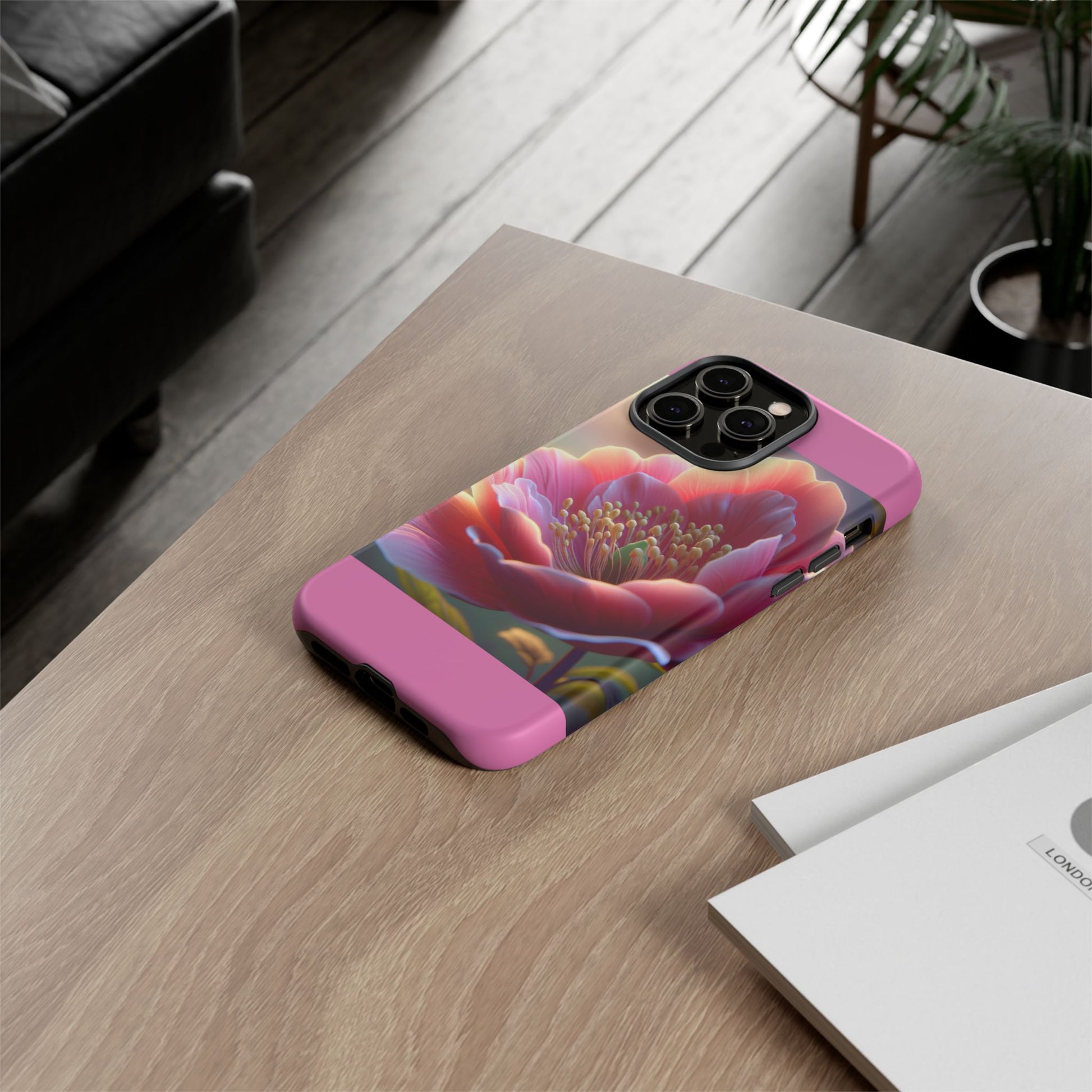 Pink Floral Phone Case, Tough Cases, Floral Design, Phone Accessory Gift, Nature Inspired, Trendy Tech Case
