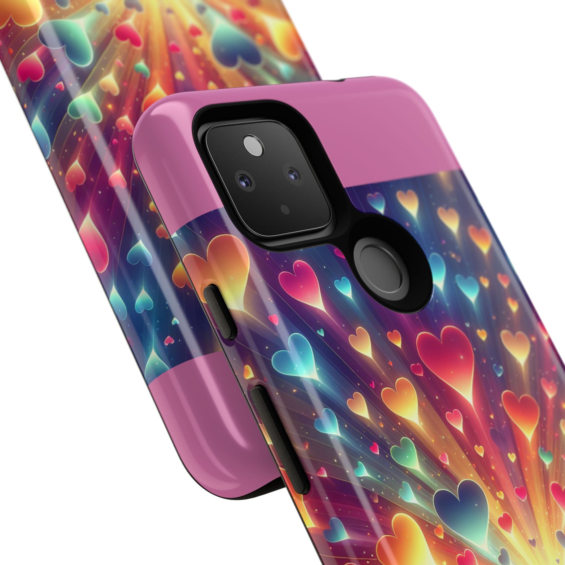 Colorful Love Phone Case, Heart Design, Cute Gift, Smartphone Accessory, Valentine's Day, Birthday Present, Colorful Hearts