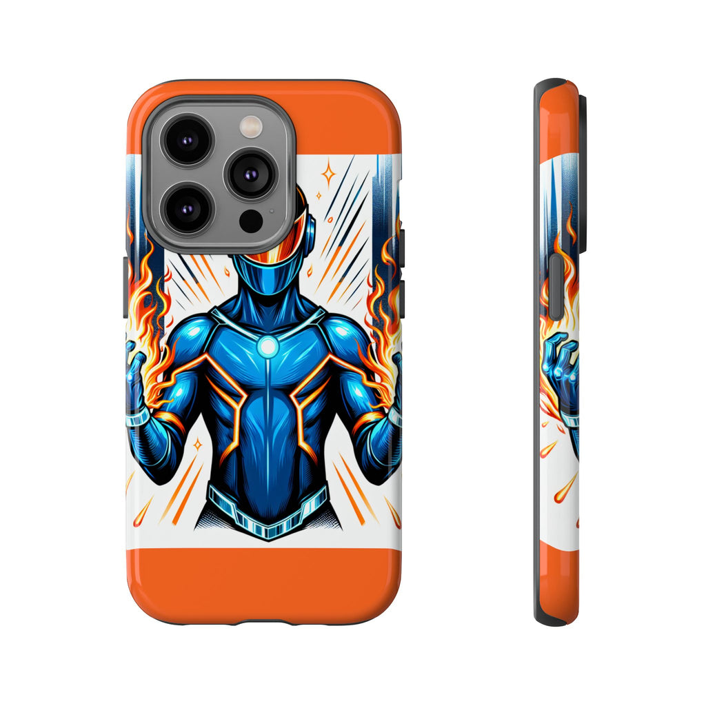 Vibrant Phone Case Featuring Fire-Themed Superhero Design, Durable and Stylish Gift for Gamers, Comic Lovers, and Tech Enthusiasts