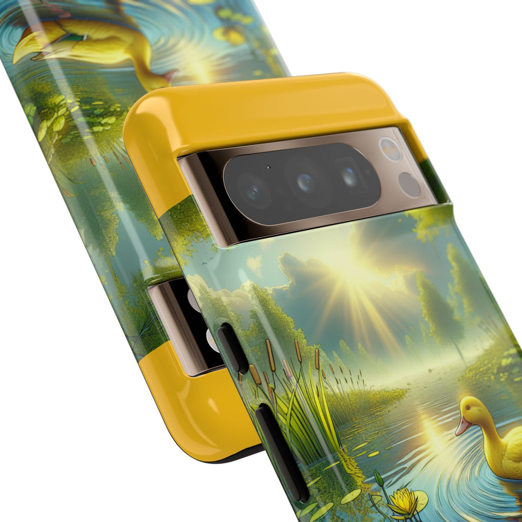 Beautiful Duck Pond Phone Case, Nature Lover Gift, Tough Case, Springtime Accessory, Eco-Friendly Phone Cover, Vibrant Artwork