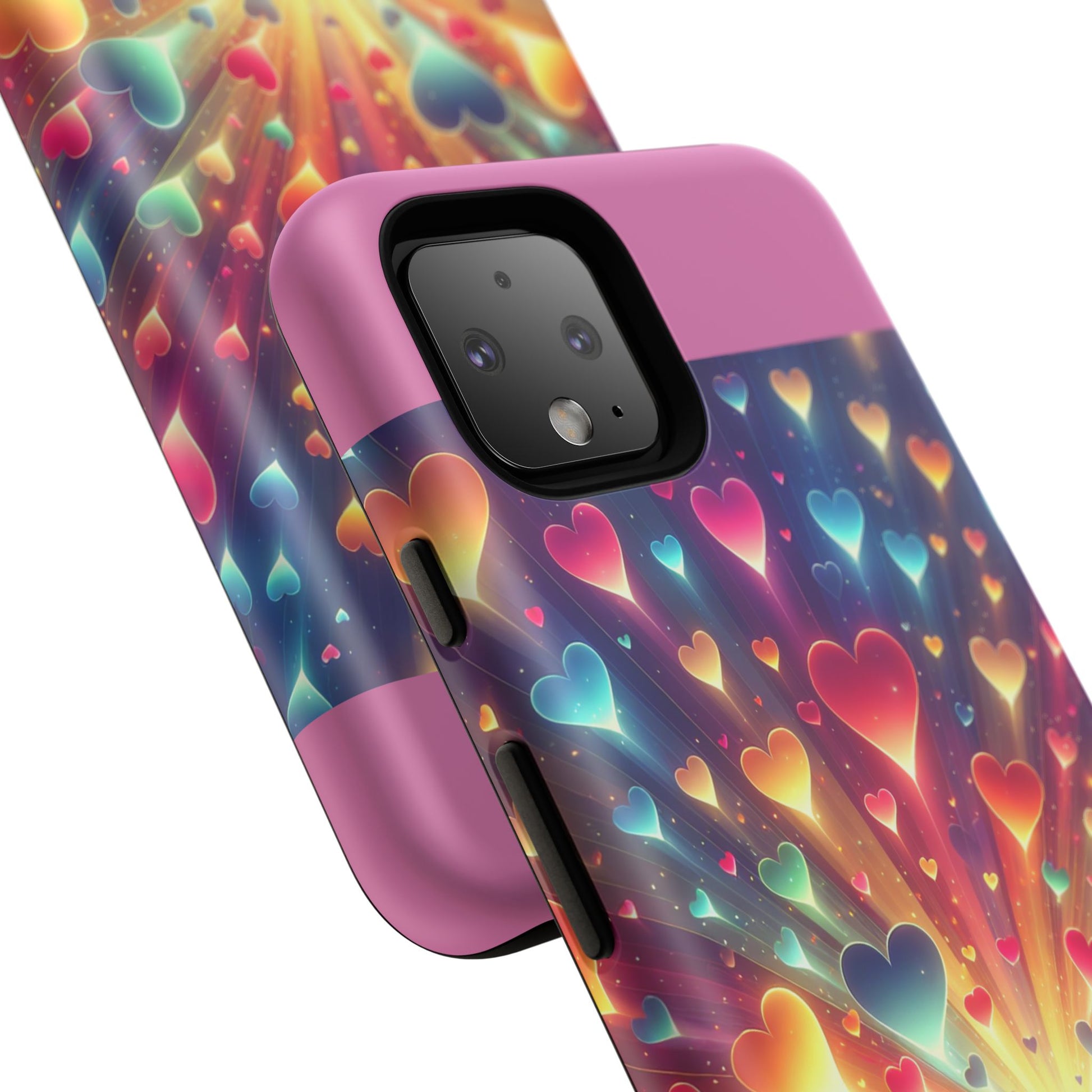 Colorful Love Phone Case, Heart Design, Cute Gift, Smartphone Accessory, Valentine's Day, Birthday Present, Colorful Hearts