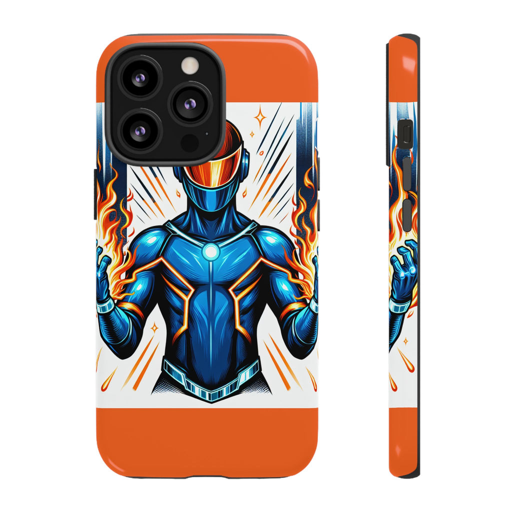 Vibrant Phone Case Featuring Fire-Themed Superhero Design, Durable and Stylish Gift for Gamers, Comic Lovers, and Tech Enthusiasts