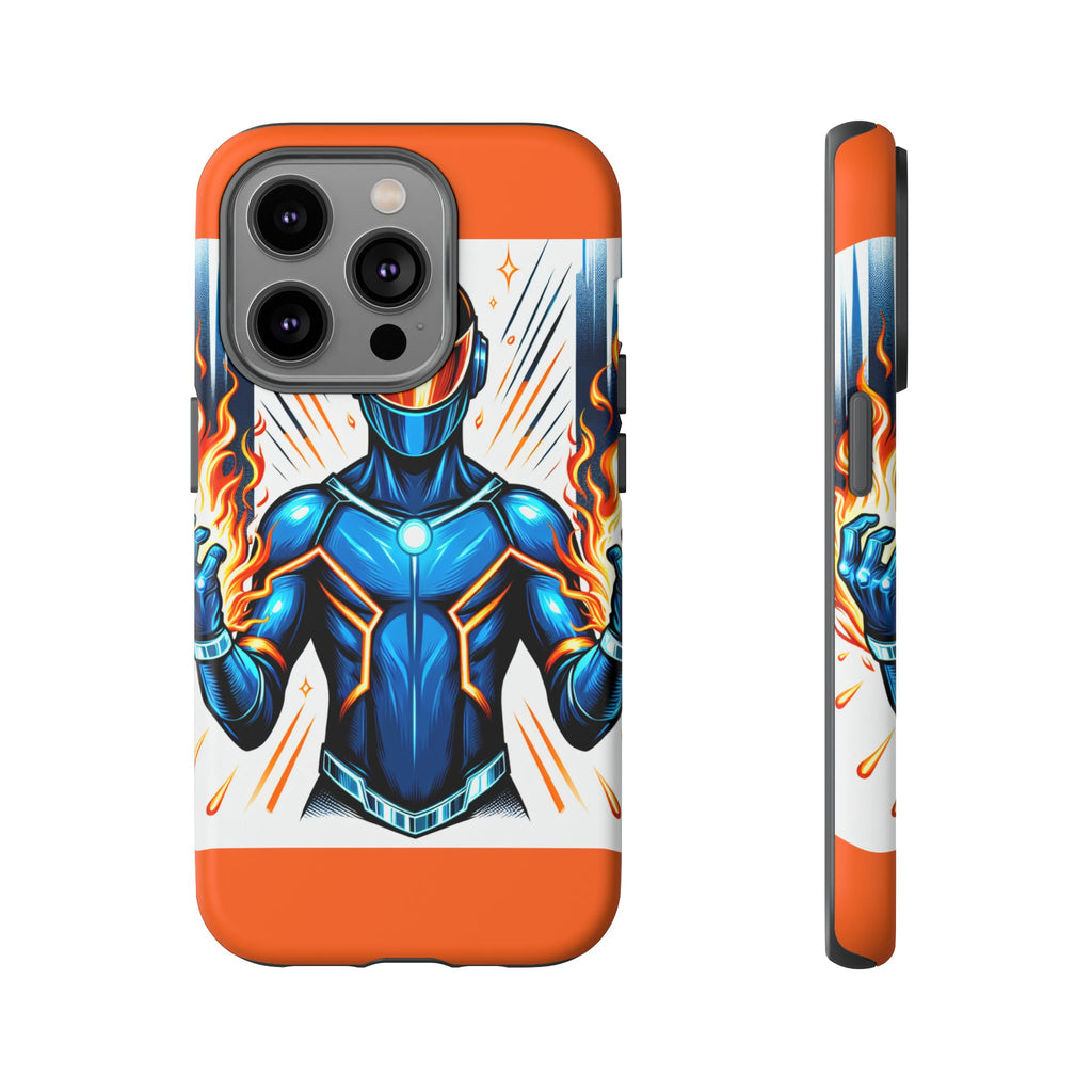 Vibrant Phone Case Featuring Fire-Themed Superhero Design, Durable and Stylish Gift for Gamers, Comic Lovers, and Tech Enthusiasts