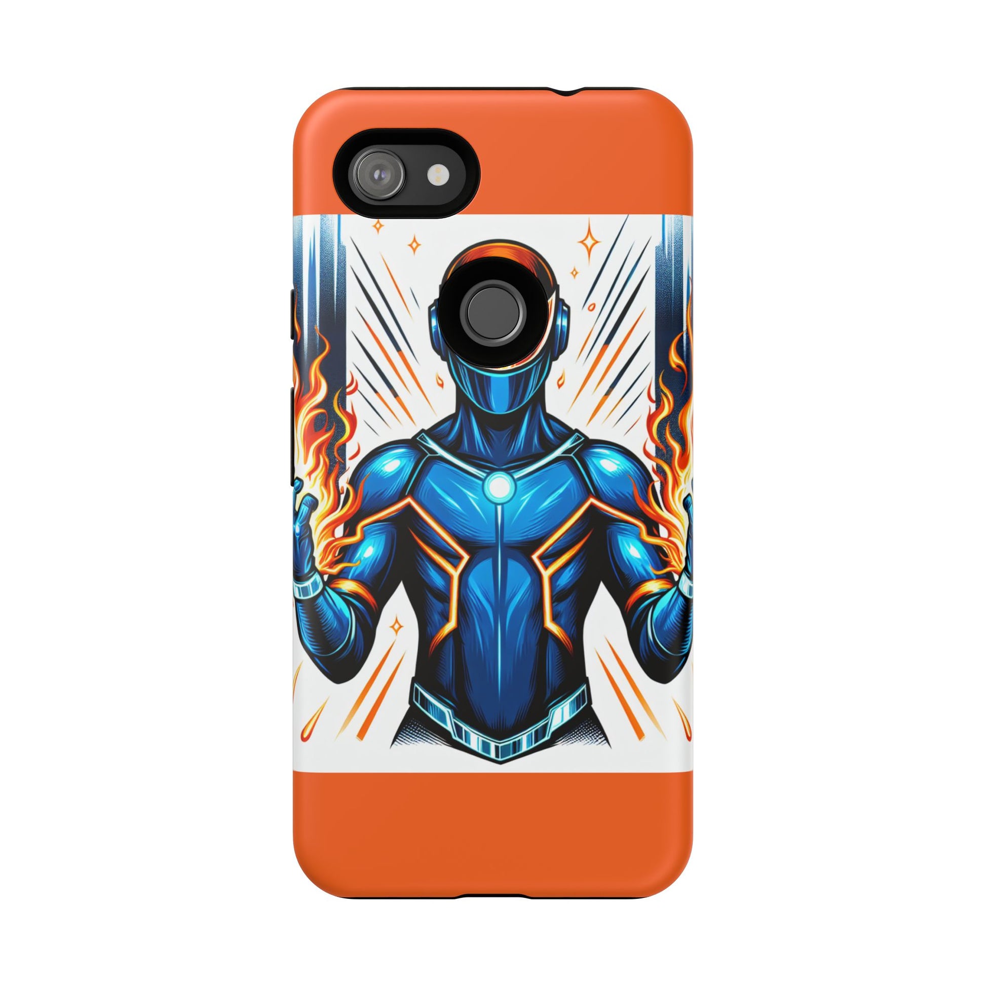 Vibrant Phone Case Featuring Fire-Themed Superhero Design, Durable and Stylish Gift for Gamers, Comic Lovers, and Tech Enthusiasts