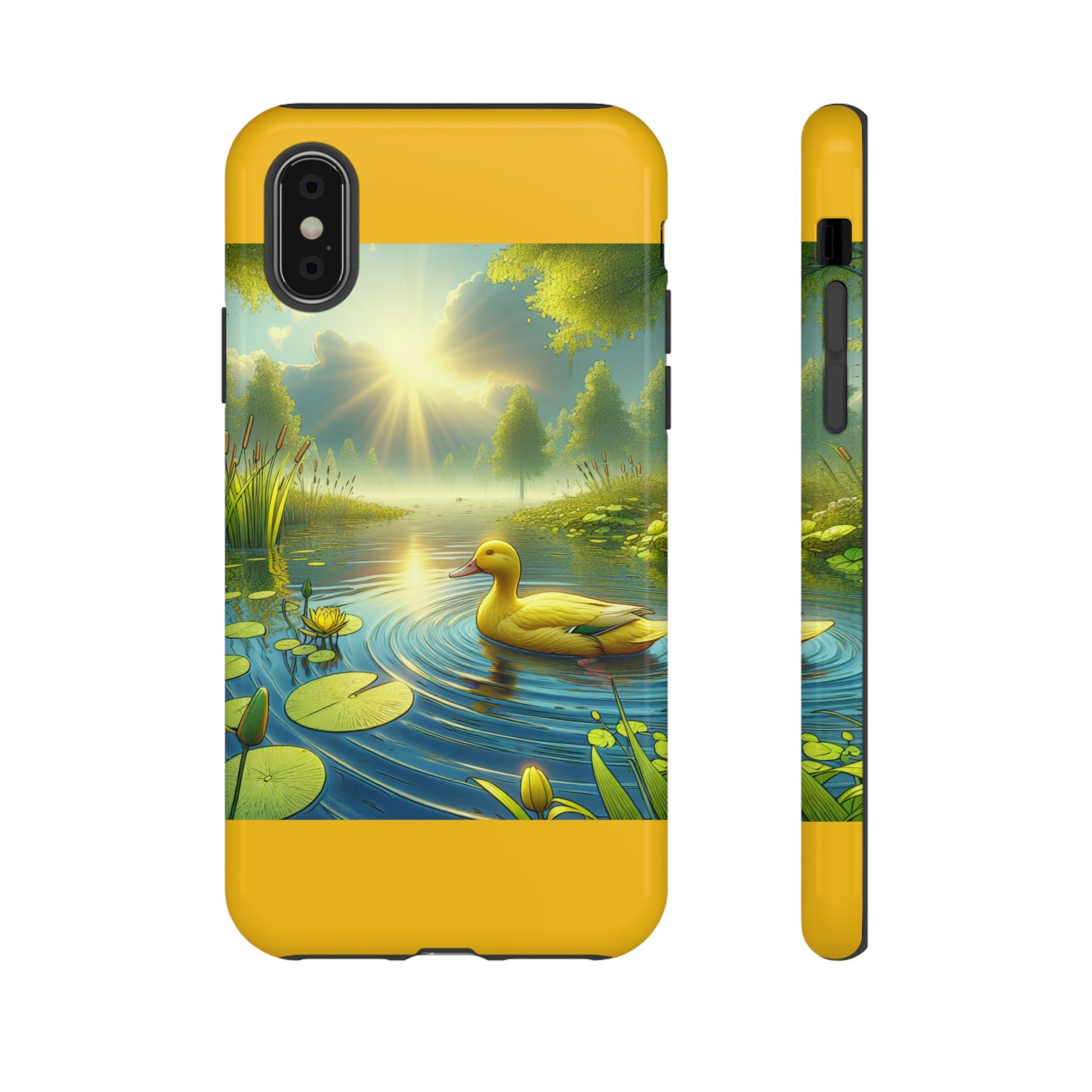 Beautiful Duck Pond Phone Case, Nature Lover Gift, Tough Case, Springtime Accessory, Eco-Friendly Phone Cover, Vibrant Artwork