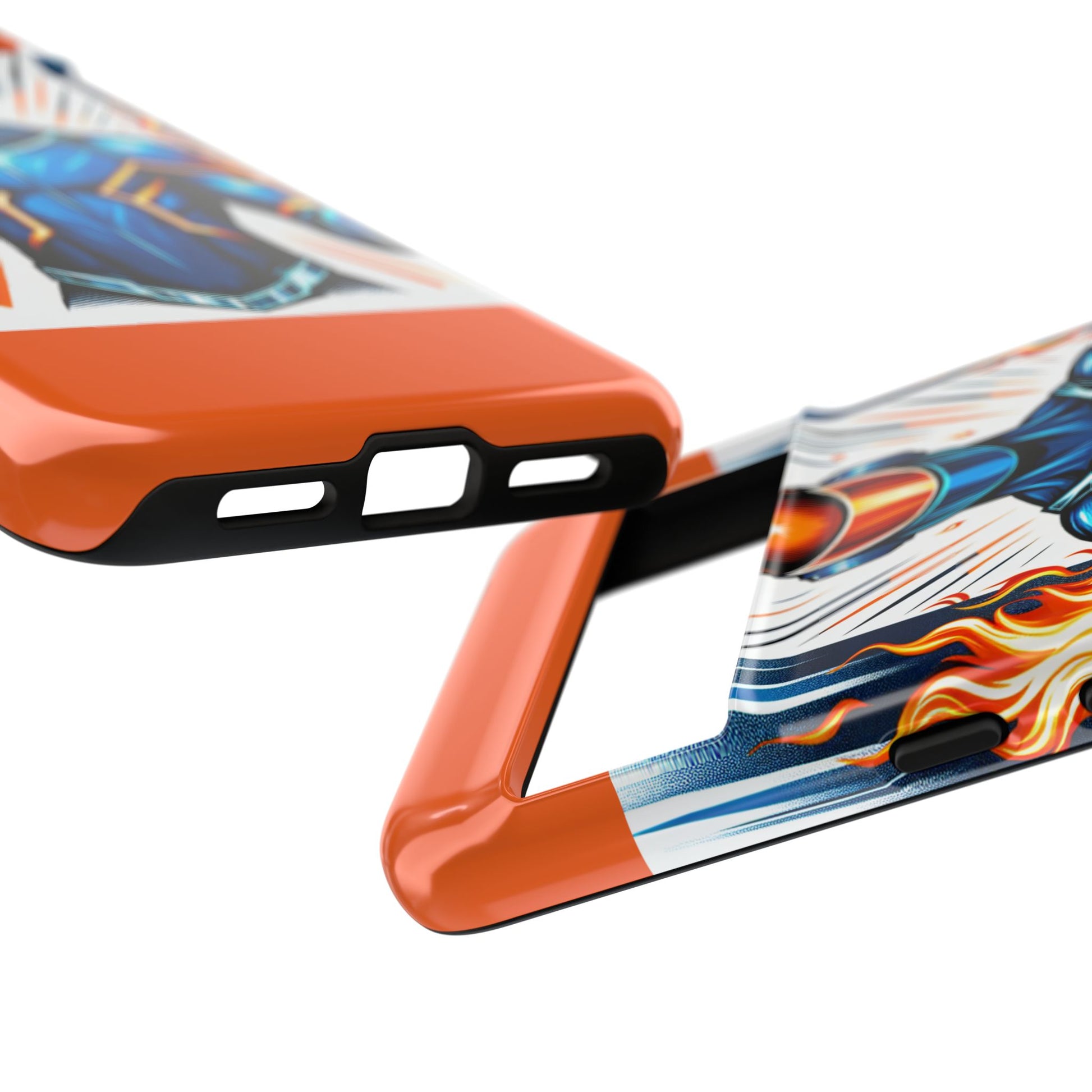 Vibrant Phone Case Featuring Fire-Themed Superhero Design, Durable and Stylish Gift for Gamers, Comic Lovers, and Tech Enthusiasts