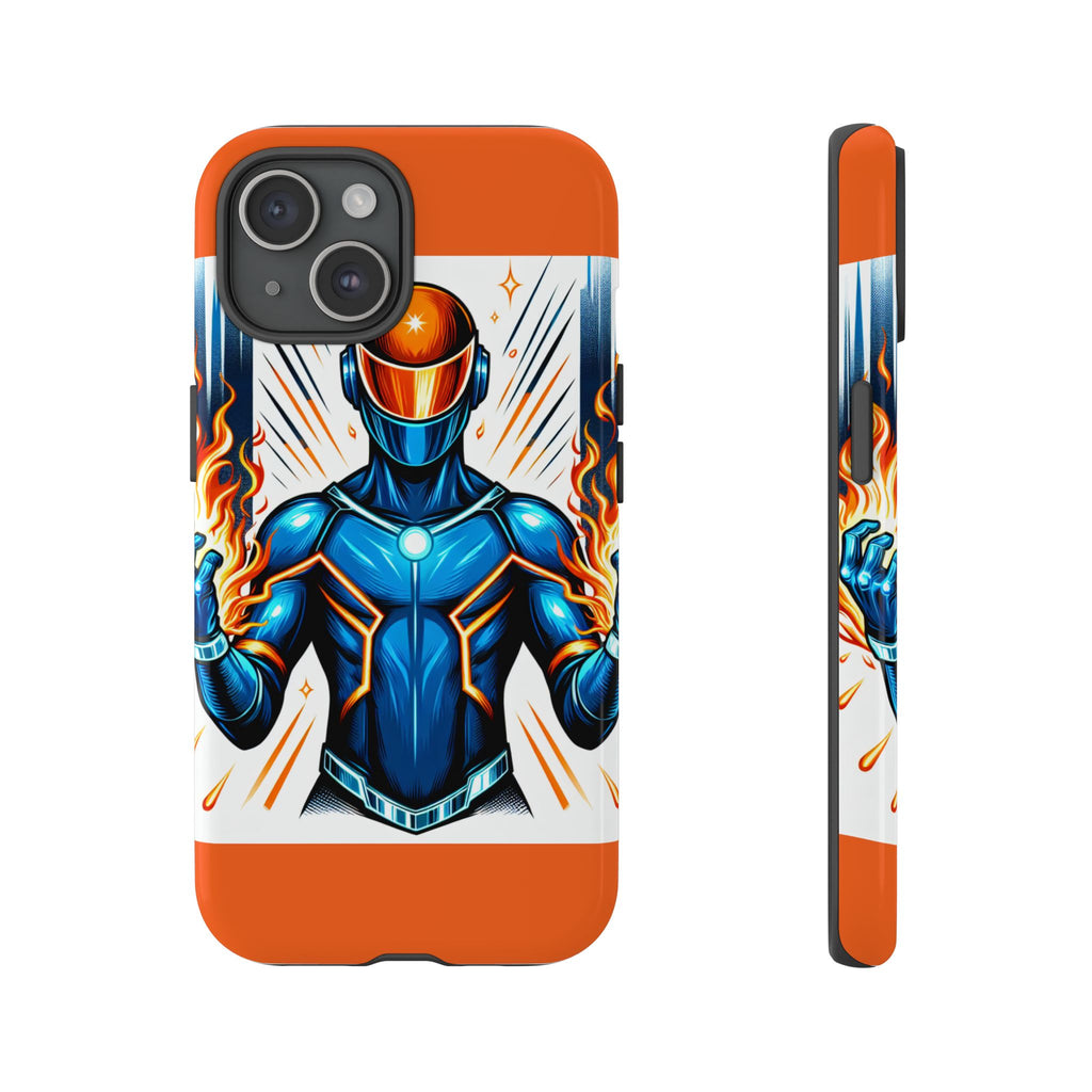 Vibrant Phone Case Featuring Fire-Themed Superhero Design, Durable and Stylish Gift for Gamers, Comic Lovers, and Tech Enthusiasts
