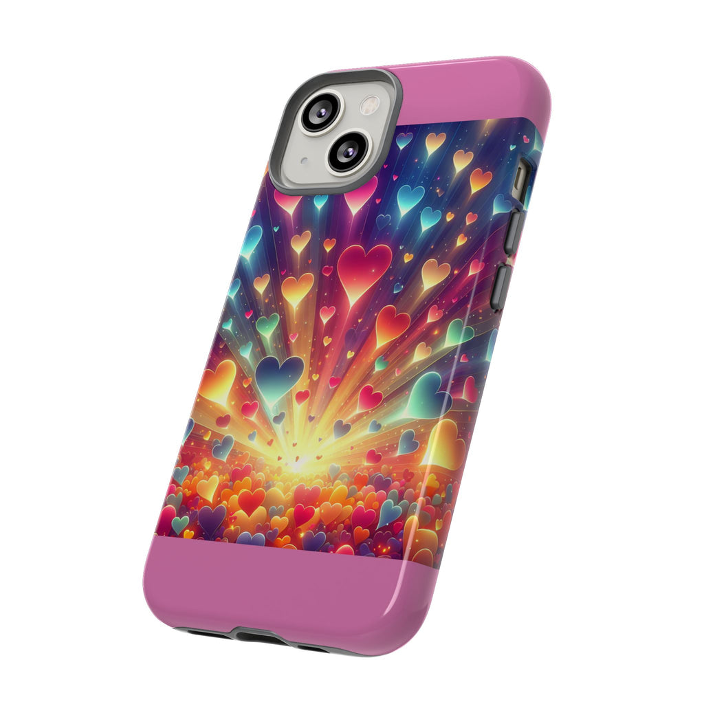Colorful Love Phone Case, Heart Design, Cute Gift, Smartphone Accessory, Valentine's Day, Birthday Present, Colorful Hearts
